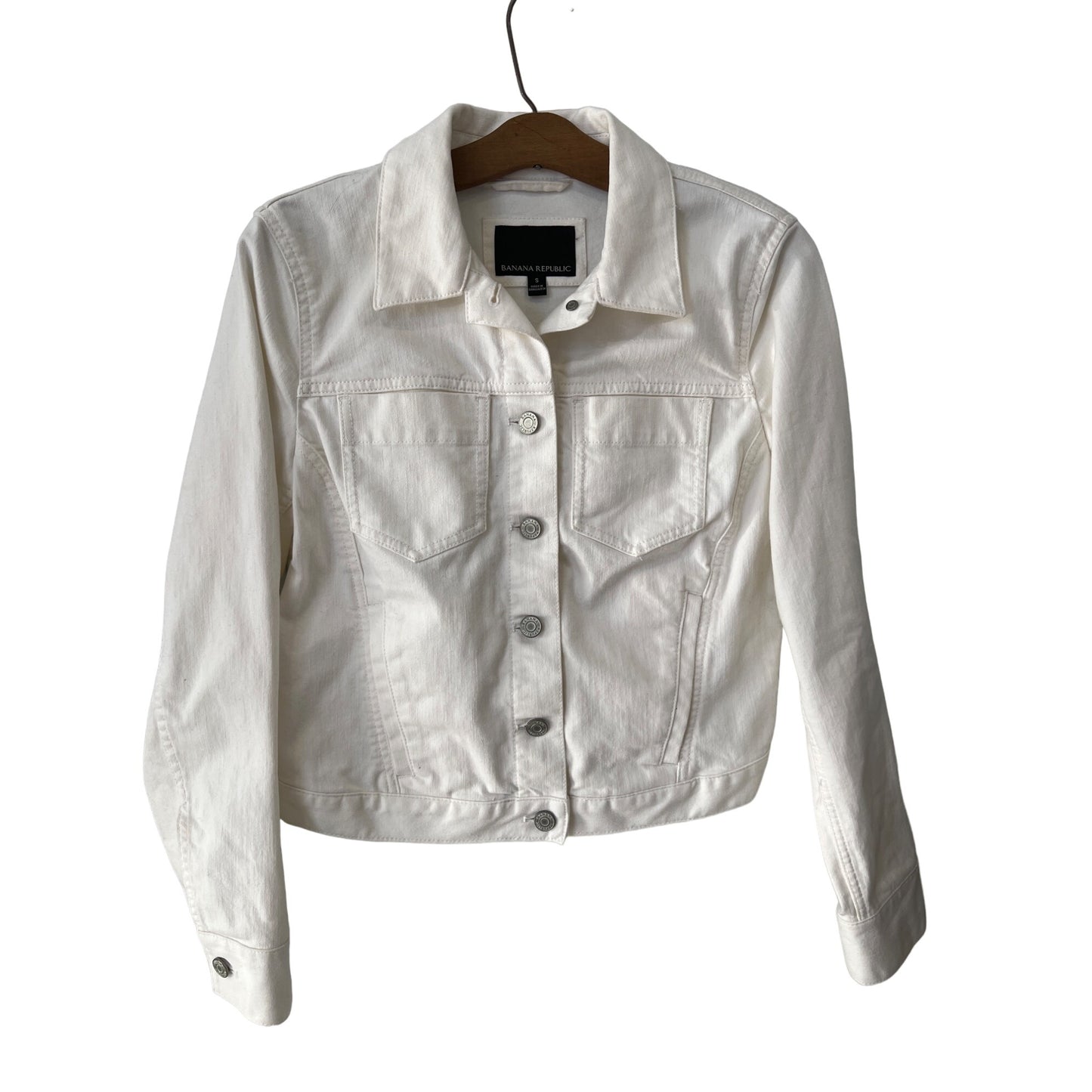 Banana Republic Classic Denim Jacket Womens S White Minimalist Streetwear