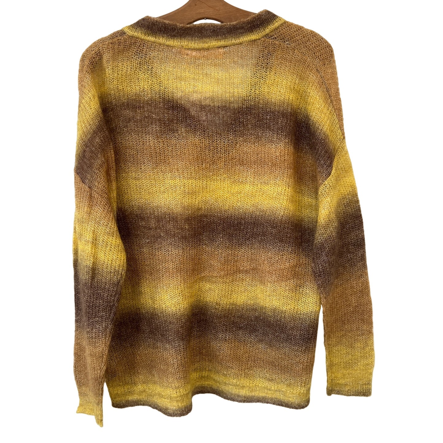 ASTR the Label Mohair V-Neck Pullover Sweater Womens M Yellow Brown Ombre NEW