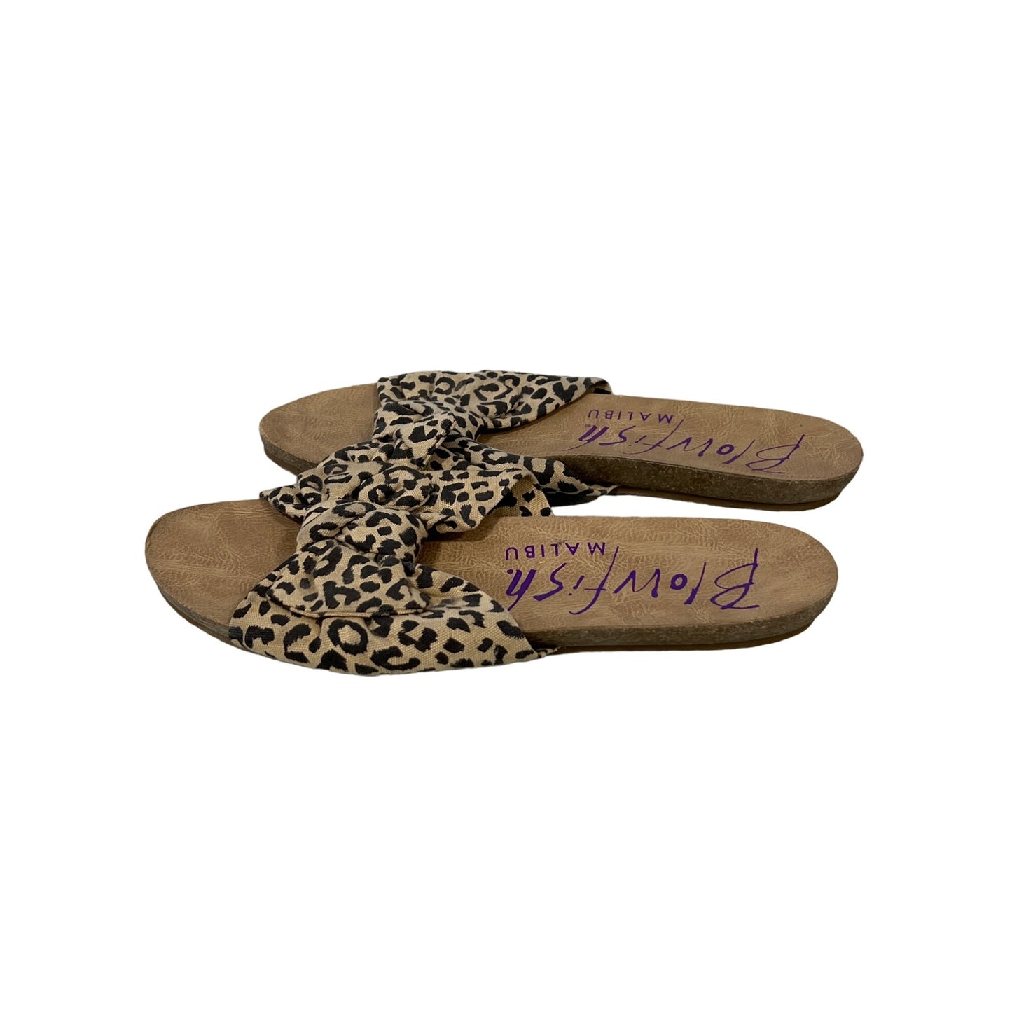 Blowfish Malibu Gett K Sandals Womens 8 Open Toe Slide Animal Print Tan