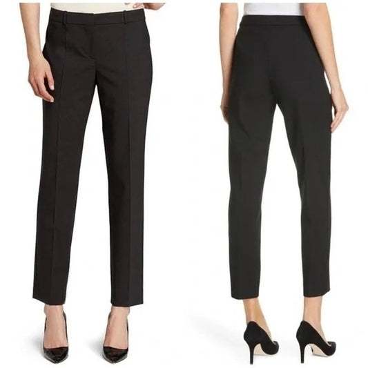 Boss Hugo Boss Tiluna Trouser Dress Pants Womens 12 Flat Front Black Preppy