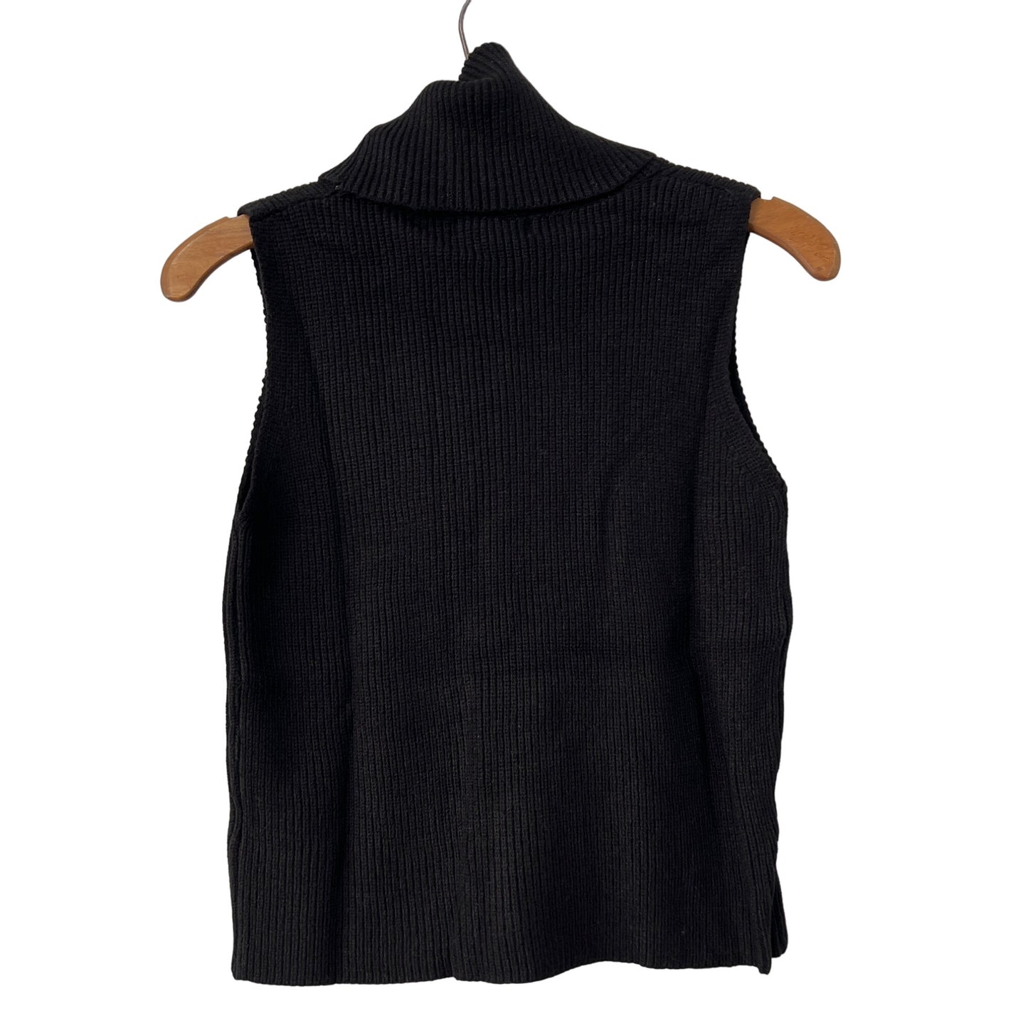 Reverof Sleeveless Turtleneck Sweater Sleeveless Top Womens L Black Knit  Soft NEW