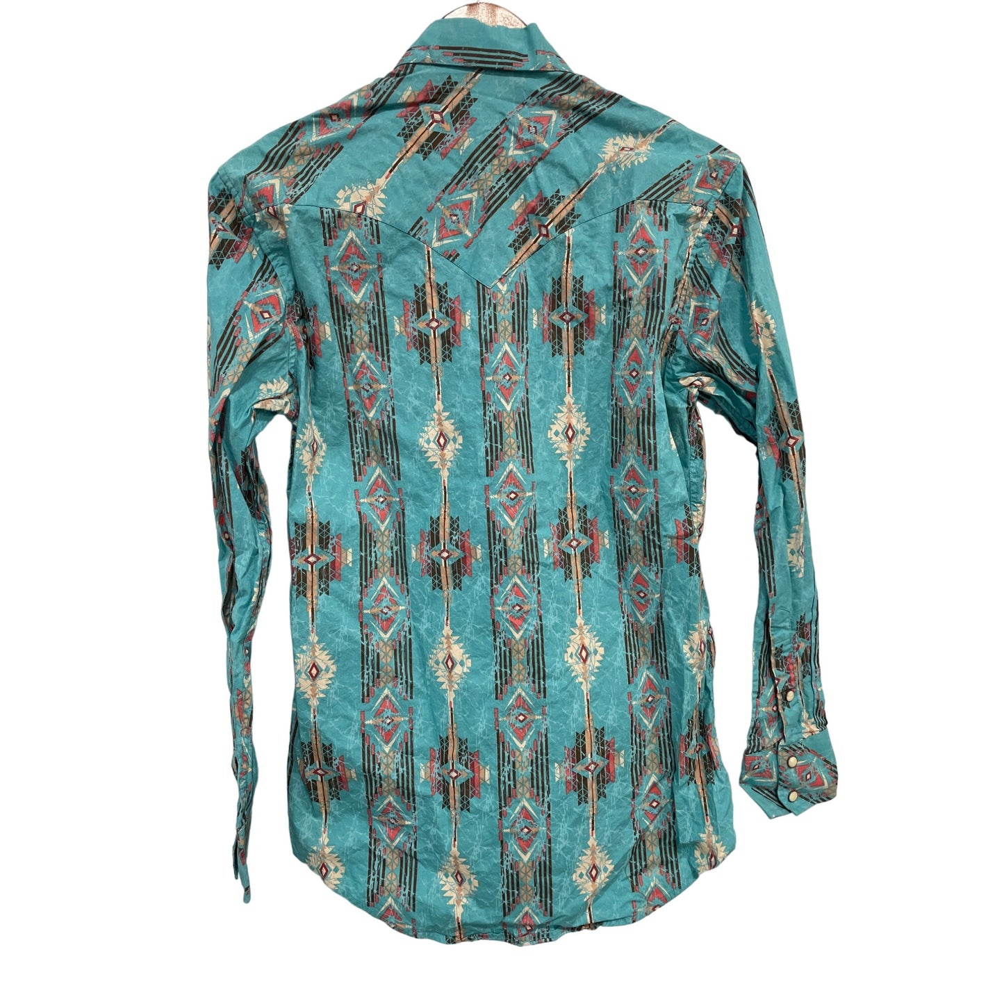 Rock & Roll Cowboy Aztec Pearl Snap Western Shirt Men's S Blue Cotton Farmhouse