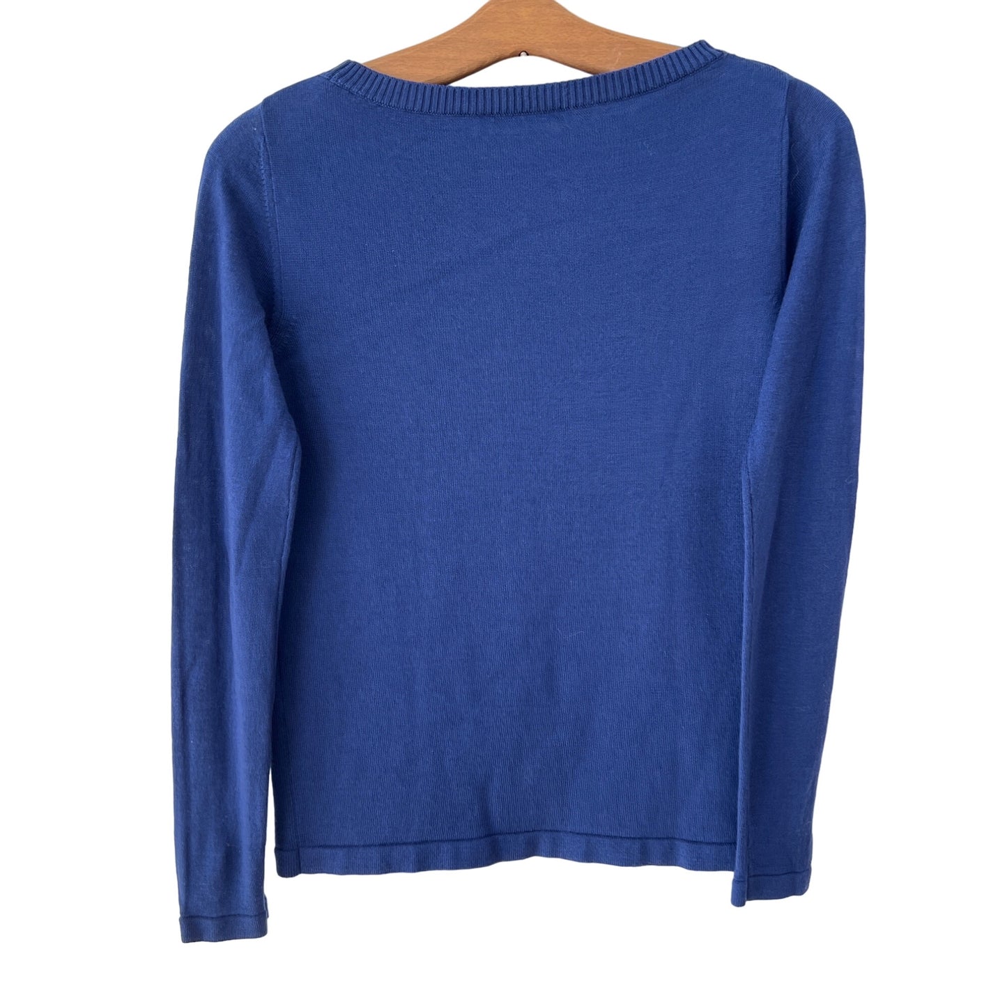 MaxMara Weekend Virgin Wool Pullover Sweater Womens XS Bateau Neck Blue Cozy