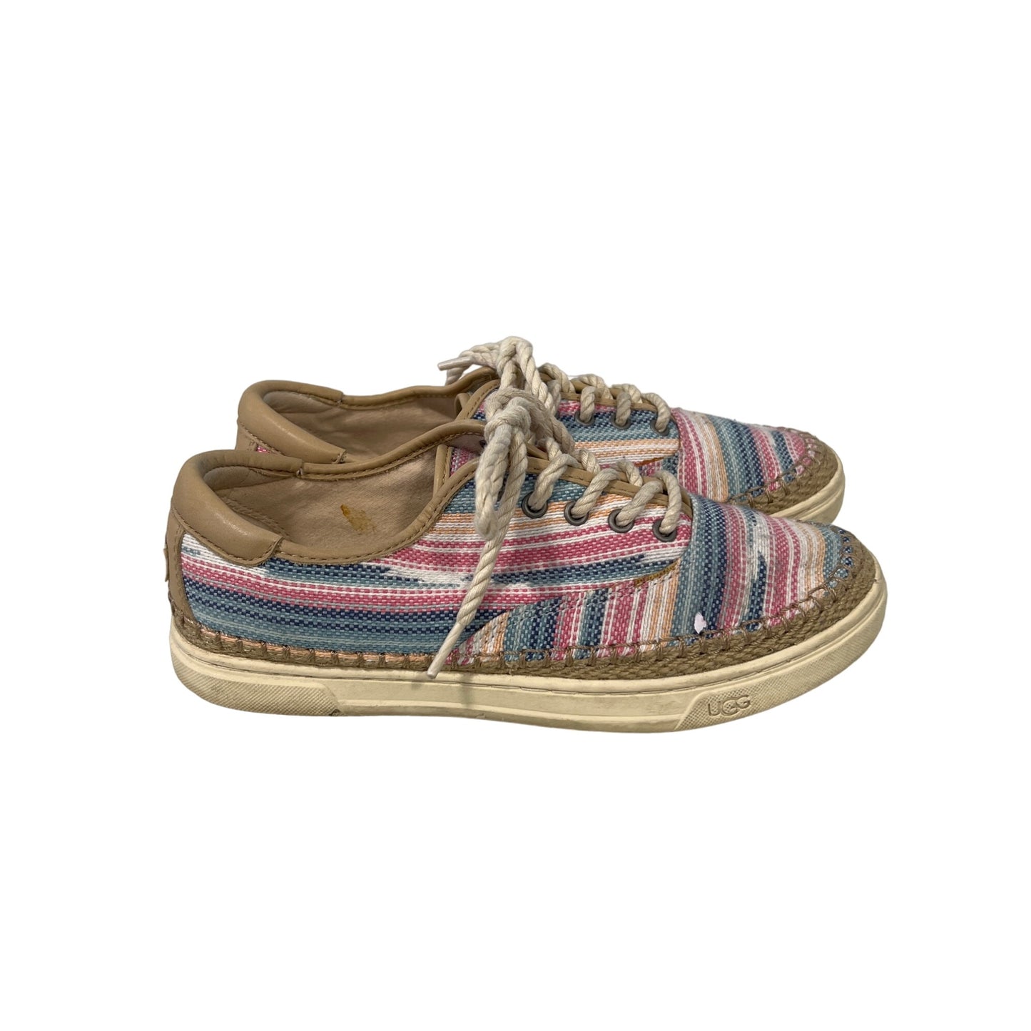 UGG Eyan II Serape Espadrille Sneakers Womens 8 Round Toe Canvas Pink Blue