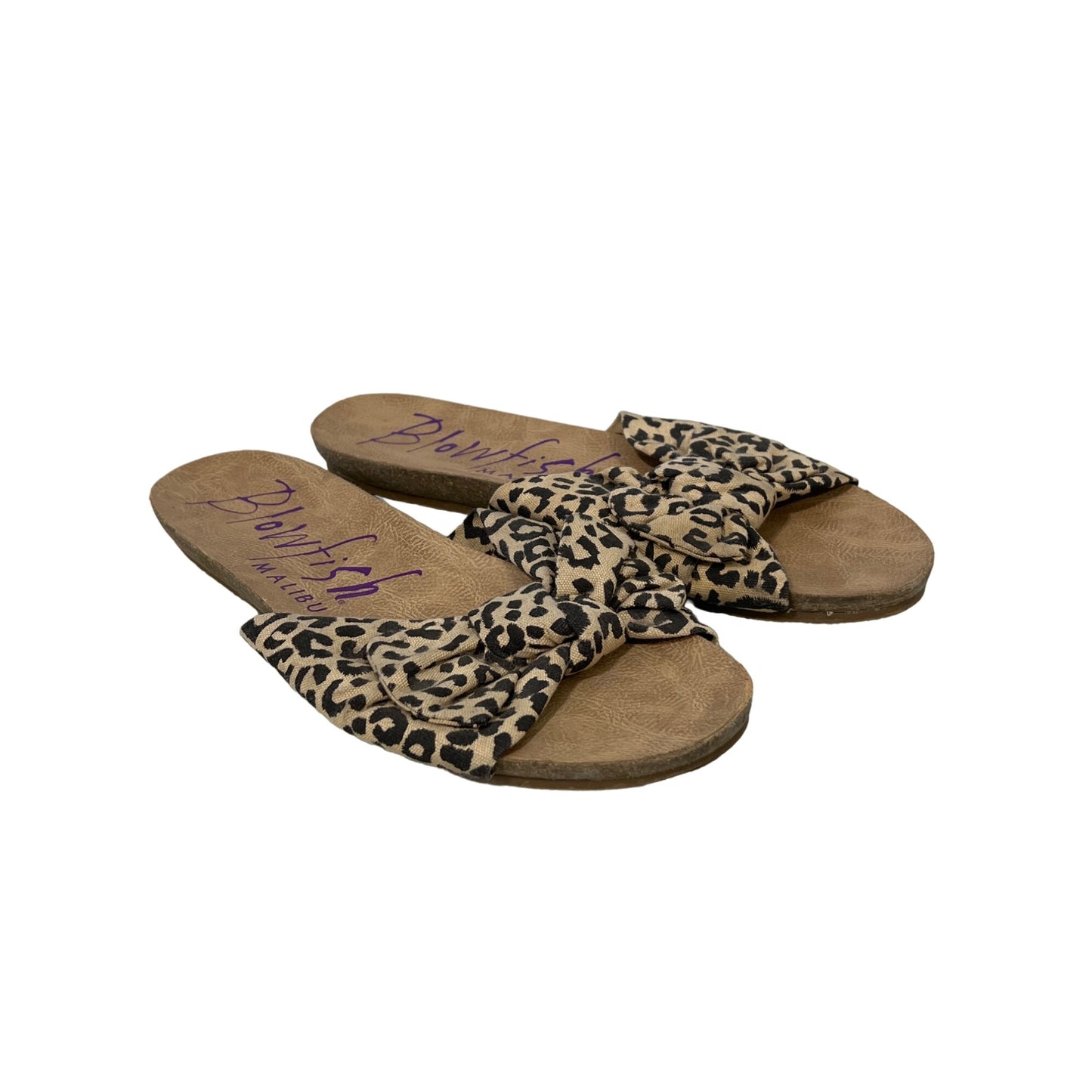 Blowfish Malibu Gett K Sandals Womens 8 Open Toe Slide Animal Print Tan