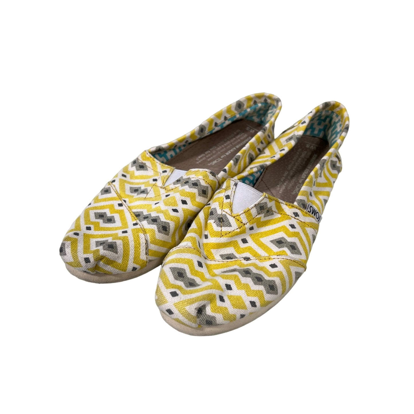 Toms Jonathan Adler Tribal Slip-On Flat Shoes Womens 5 Round Toe Canvas Yellow