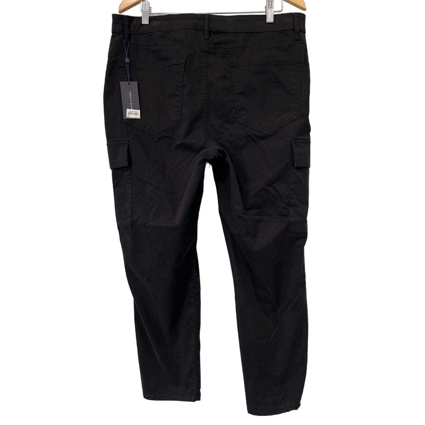 Tommy Hilfiger Skinny Cargo Pants Womens 18 Black Drawstring Workwear NEW