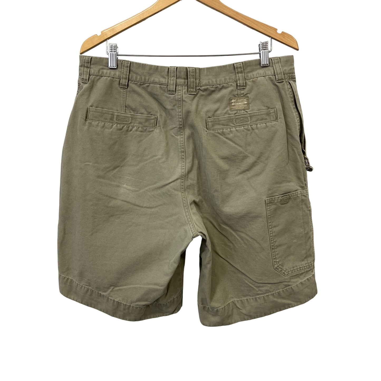 Columbia Outdoor Utility Chino Shorts Mens 36 Hiking Camping Green Cotton Active