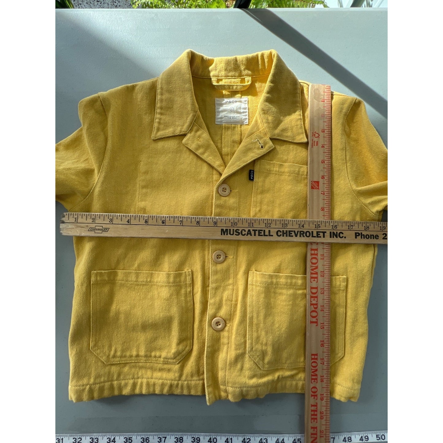 P&Co The Chore Denim Jacket Womens 8 Yellow Cotton Work Casual Trendy Summer