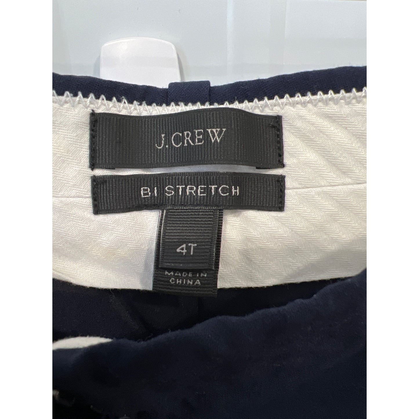 J Crew Bi Stretch Flat Front Dress Pants Womens 4T Navy Blue Wool Blend Career