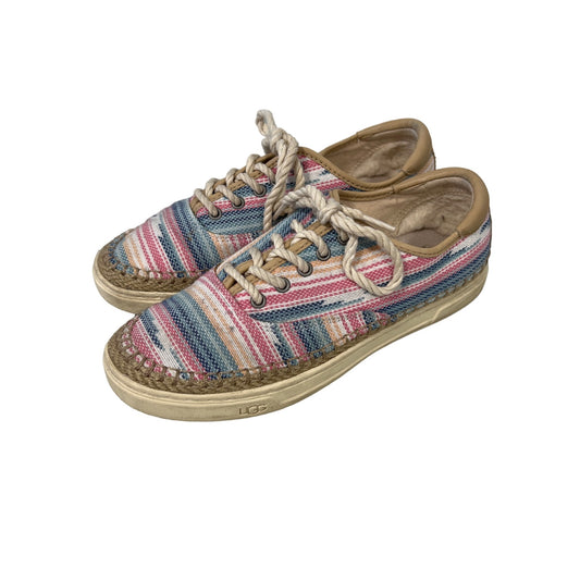 UGG Eyan II Serape Espadrille Sneakers Womens 8 Round Toe Canvas Pink Blue