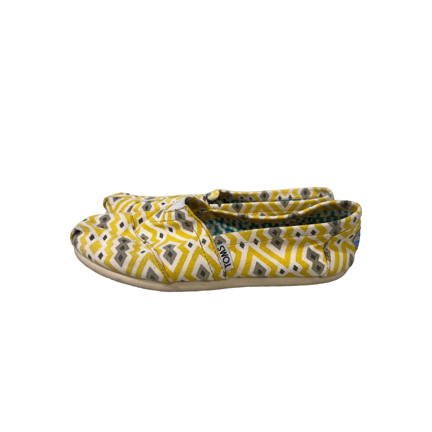 Toms Jonathan Adler Tribal Slip-On Flat Shoes Womens 5 Round Toe Canvas Yellow