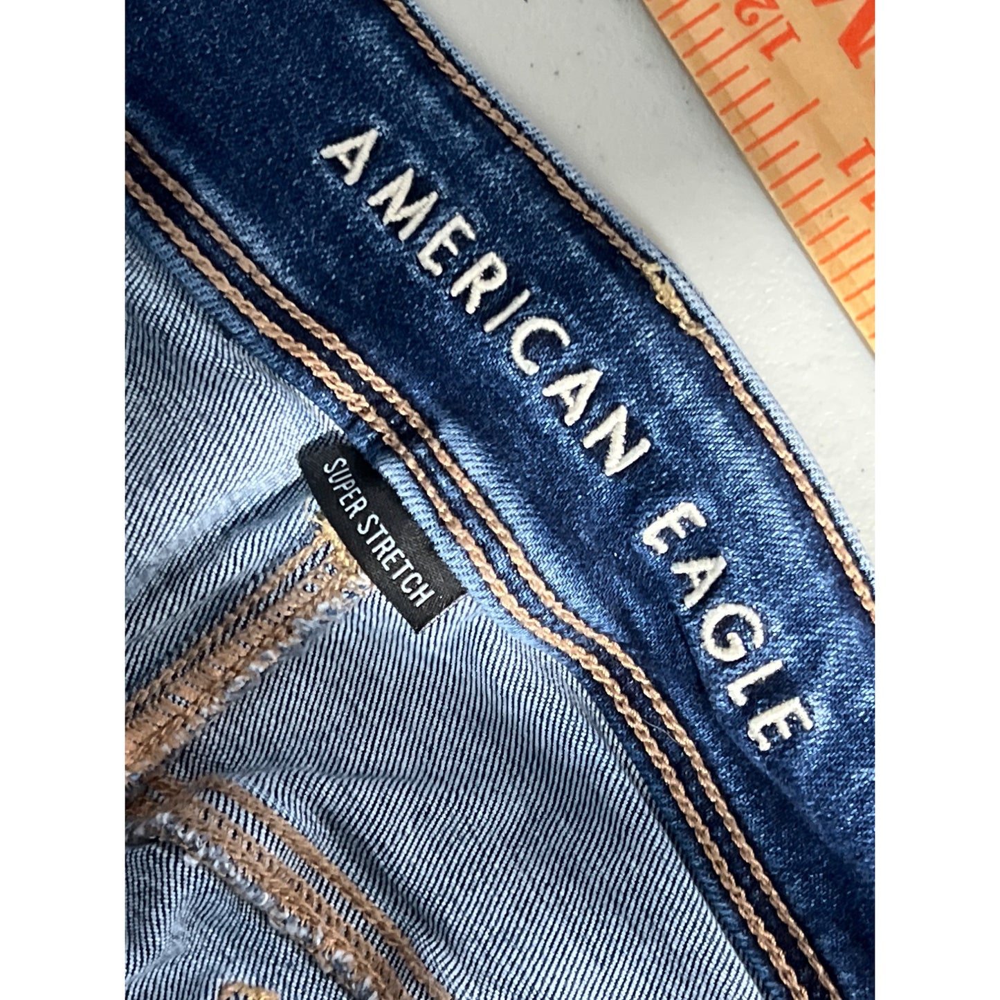 American Eagle Outfitters Super Stretch Kick Boot Denim Jeans Womens 18 Blue