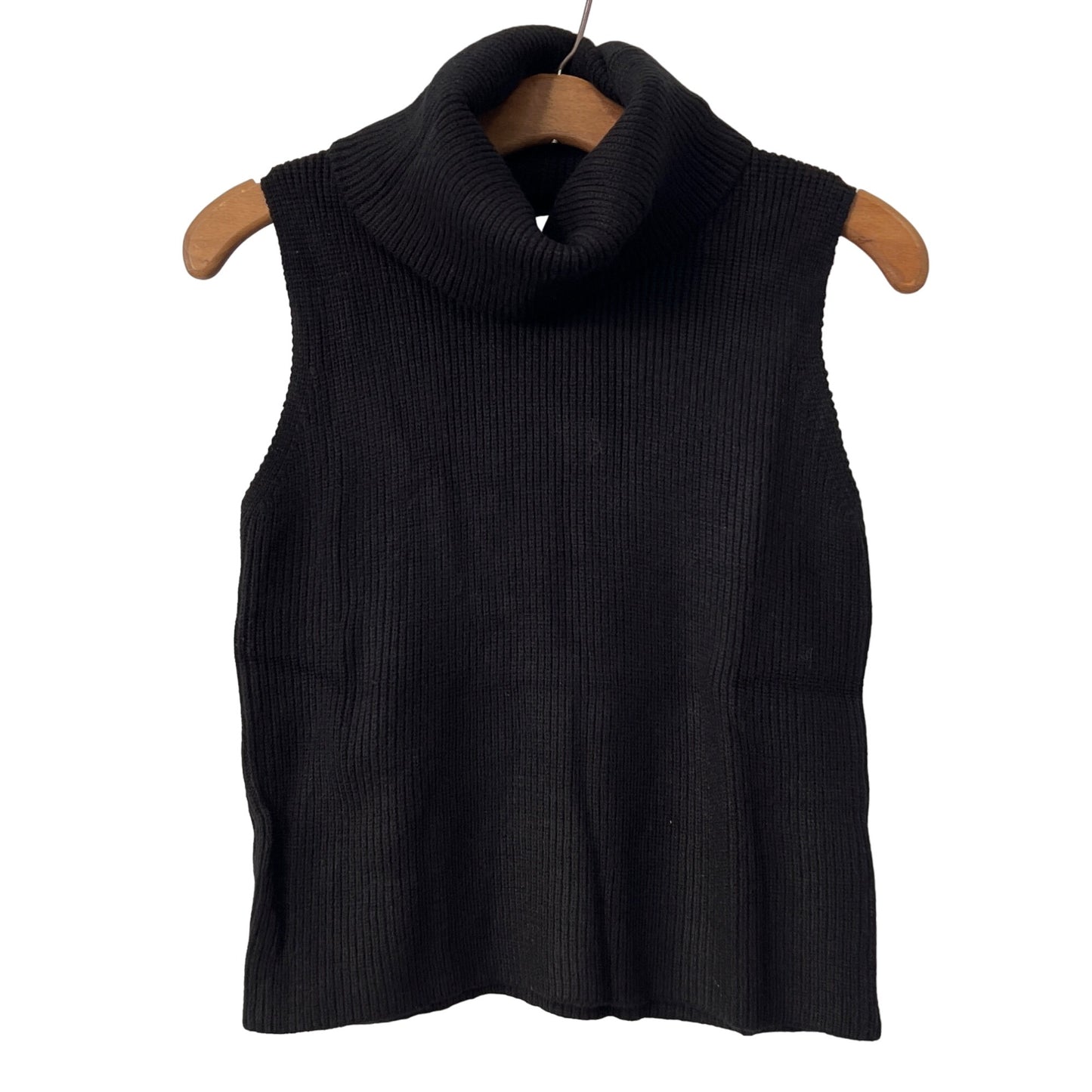 Reverof Sleeveless Turtleneck Sweater Sleeveless Top Womens L Black Knit  Soft NEW