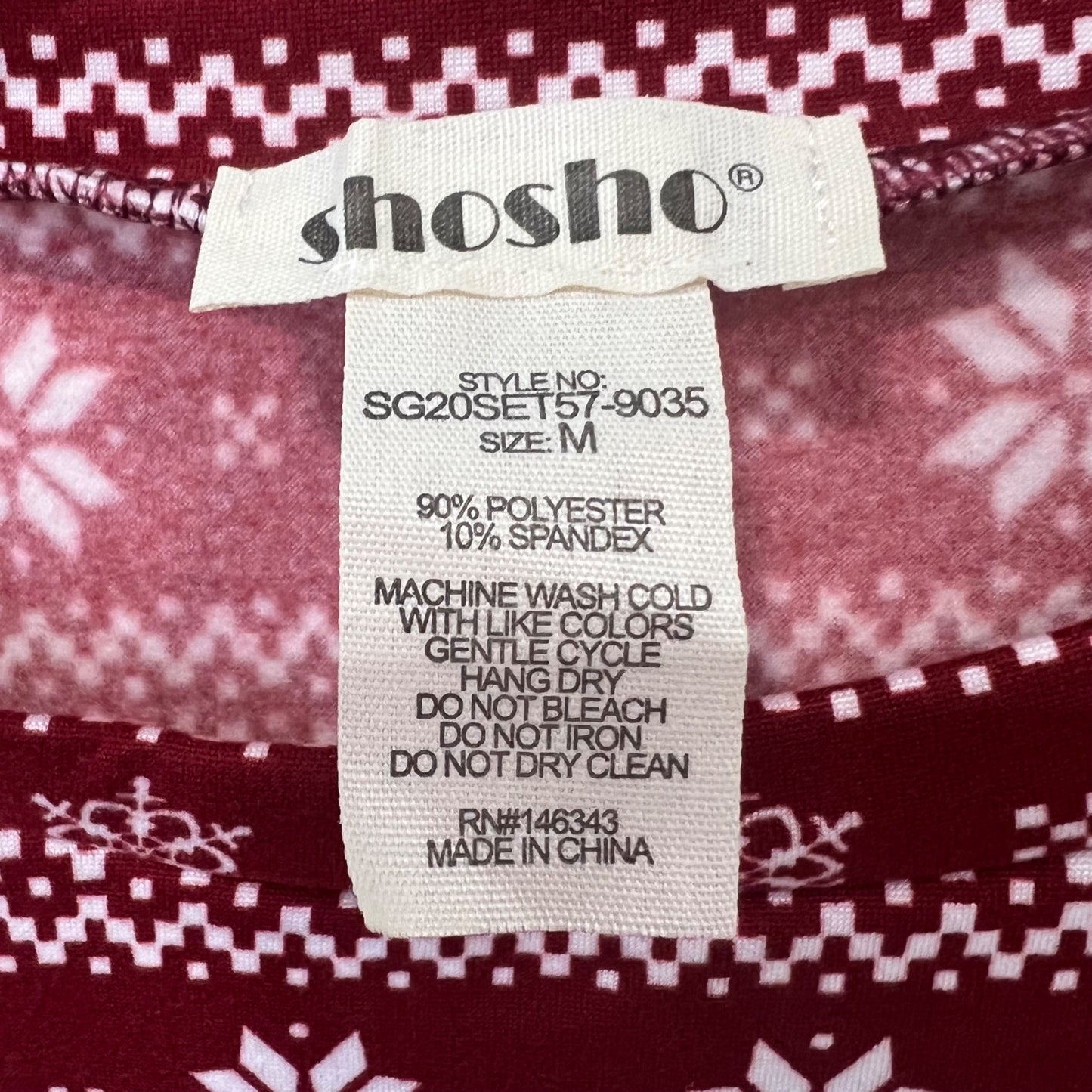 Shosho Santa Clause Snowflakes Pajama Set Womens M Red White Holiday NEW