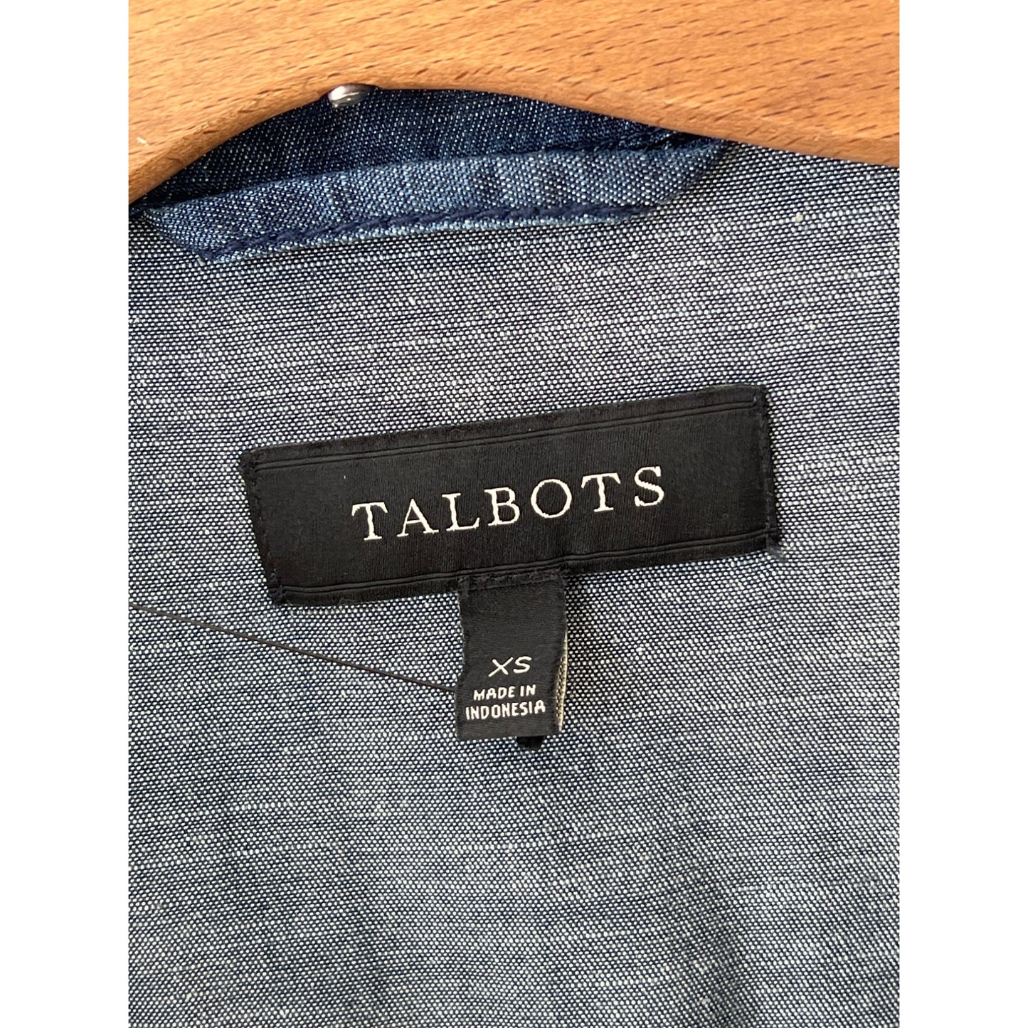 Talbots Snap Front Chambray Jacket Womens XS Long Sleeve Blue Cotton Blend