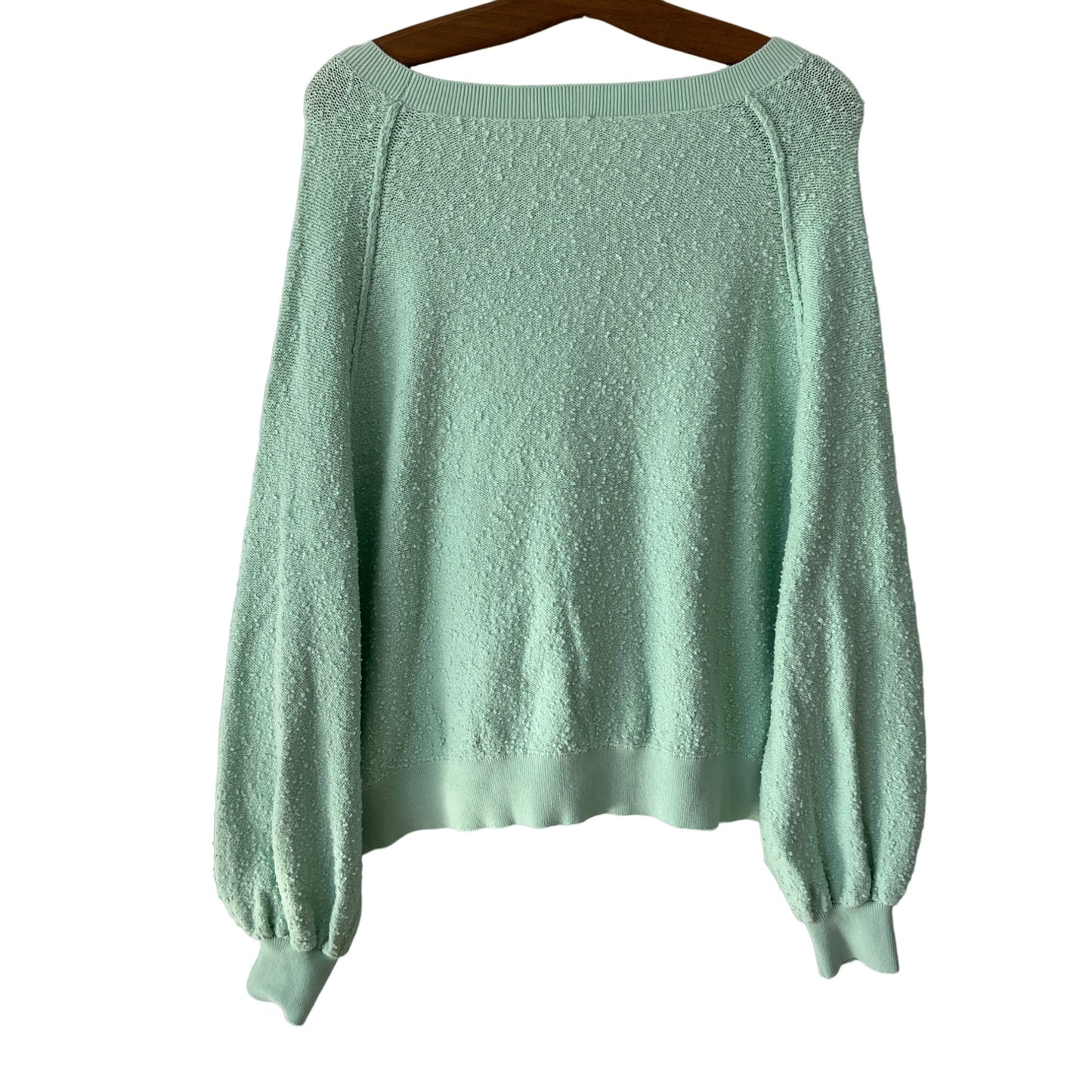 Free People Found My Friend Boucle Pullover Womens M Raglan Sleeve Sea Glass