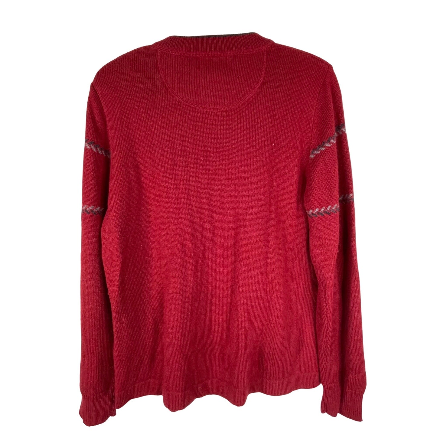 Woolrich Ruby Red Henley Alpaca Lambs' Wool Floral Pullover Sweater Women's L