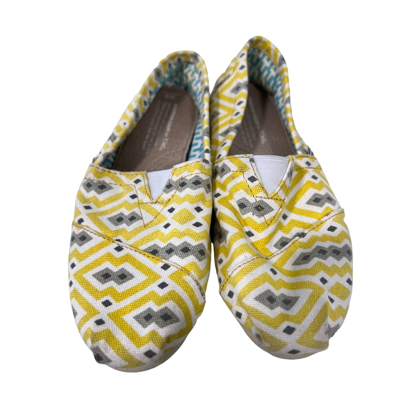 Toms Jonathan Adler Tribal Slip-On Flat Shoes Womens 5 Round Toe Canvas Yellow