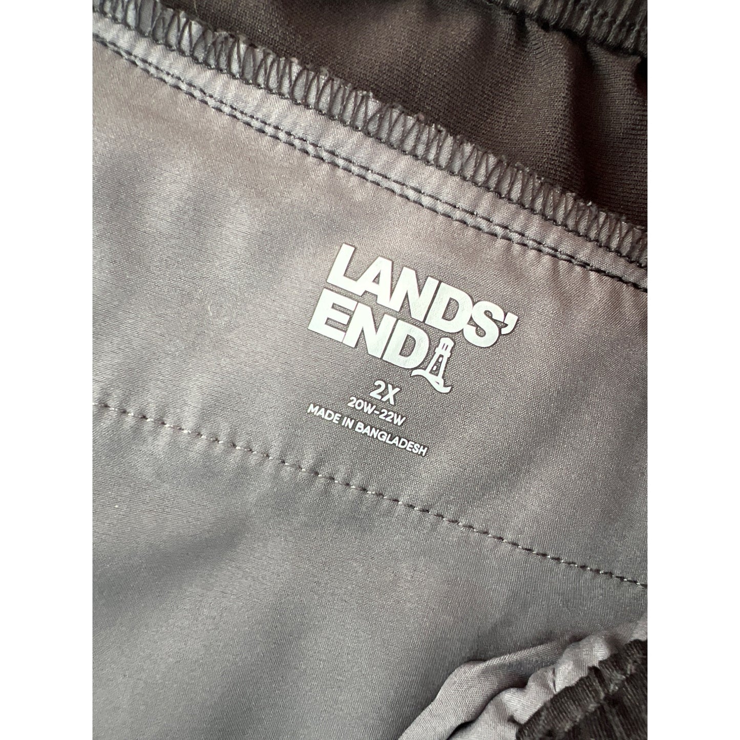 Lands' End Flat Front Elastic Waist Jogger Pant Womens 2X Black Active