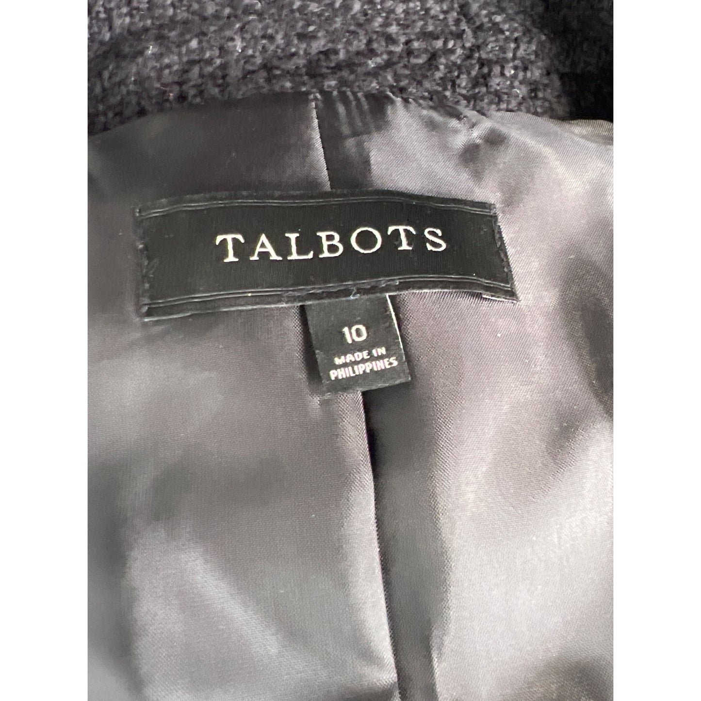 Talbots Tweed Blazer Jacket Women 10 Black Academia Career Office Classic Preppy