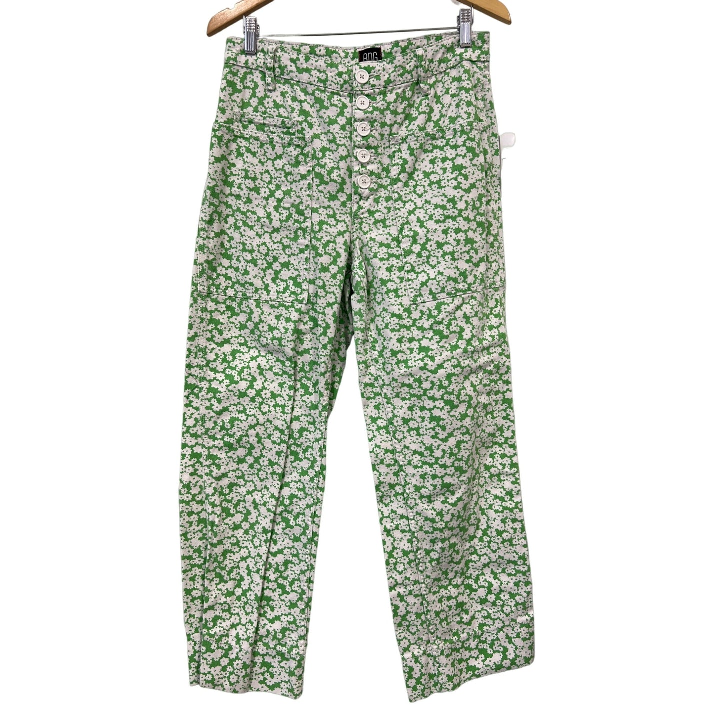 BDG Urban Outfitters Straight Leg Floral Pants Womens 29 Button Fly Green White