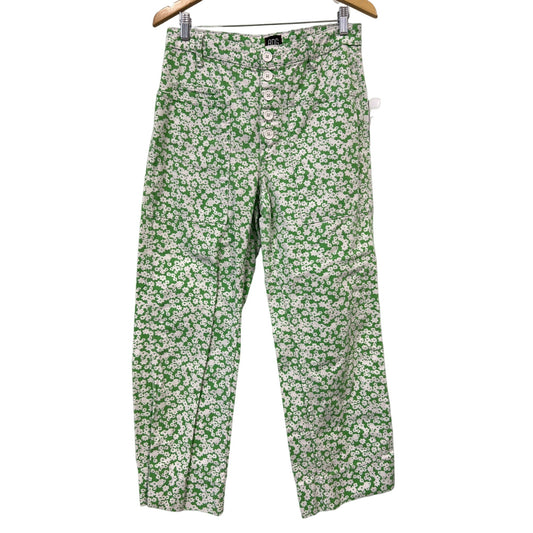 BDG Urban Outfitters Straight Leg Floral Pants Womens 29 Button Fly Green White