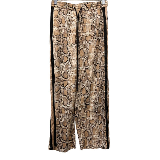 Lucy Paris Snakeskin Wide Leg Pants Womens M Pull-On Drawstring Brown NEW