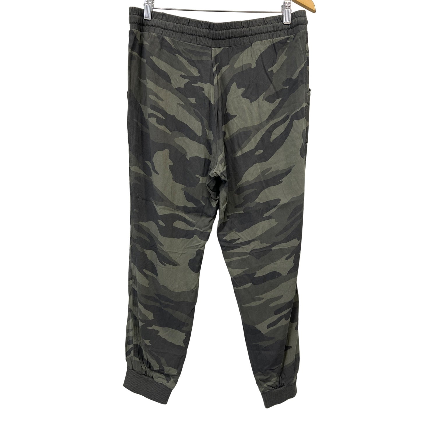 Splendid Camo Jogger Pants Womens L Pull-On Elastic Waist Drawstring Green Rayon