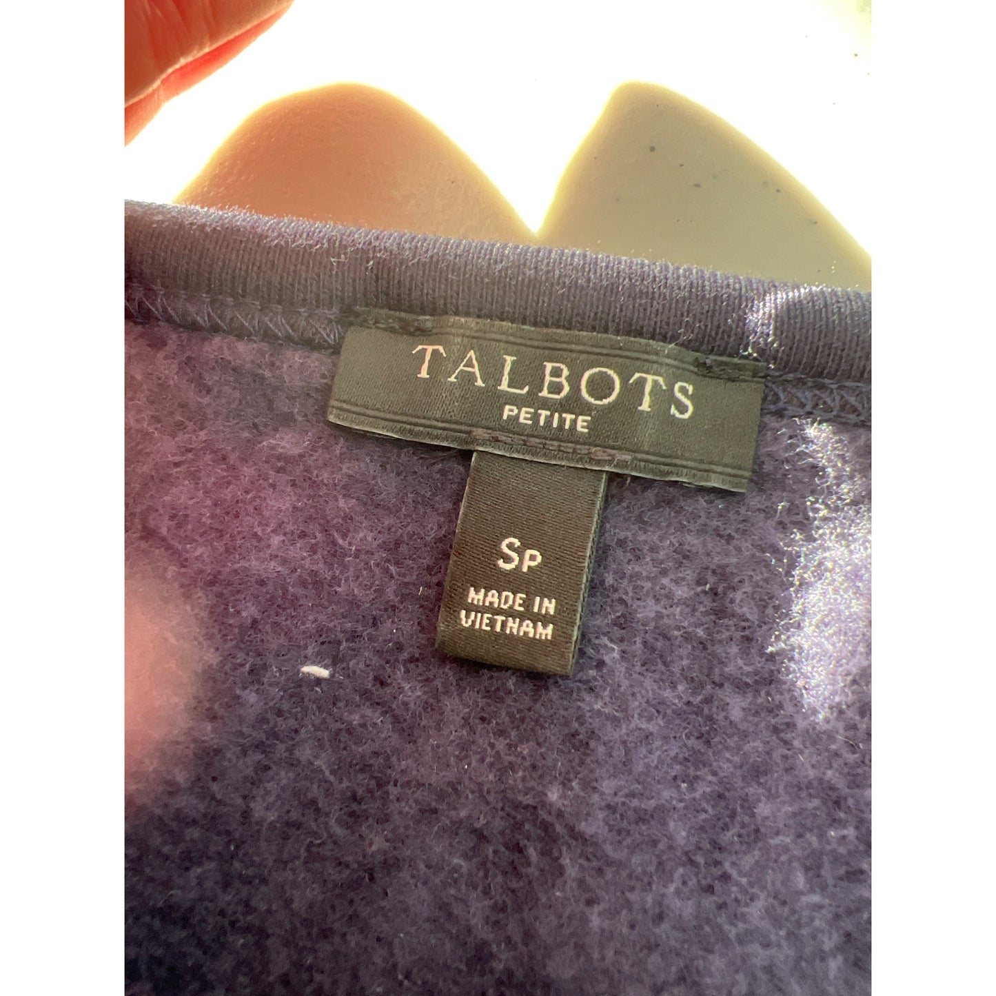 Talbots Embroidered Dots Pullover Sweatshirt Womens S Petite Blue Cotton Blend