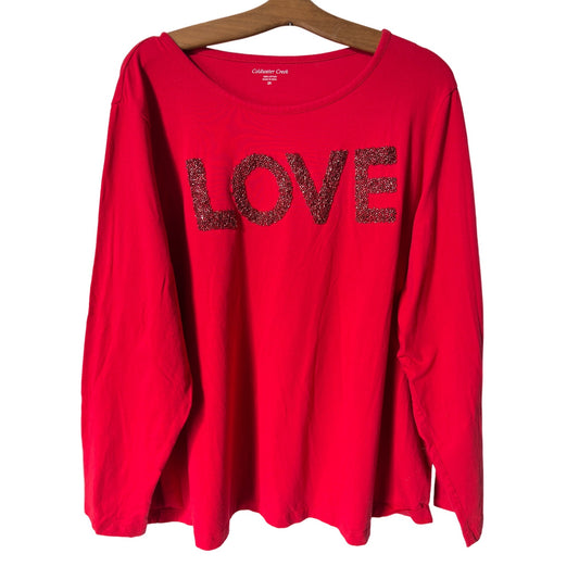 Coldwater Creek Love Spellout Beaded Sweater Women 2X Beaded Valentines Heart