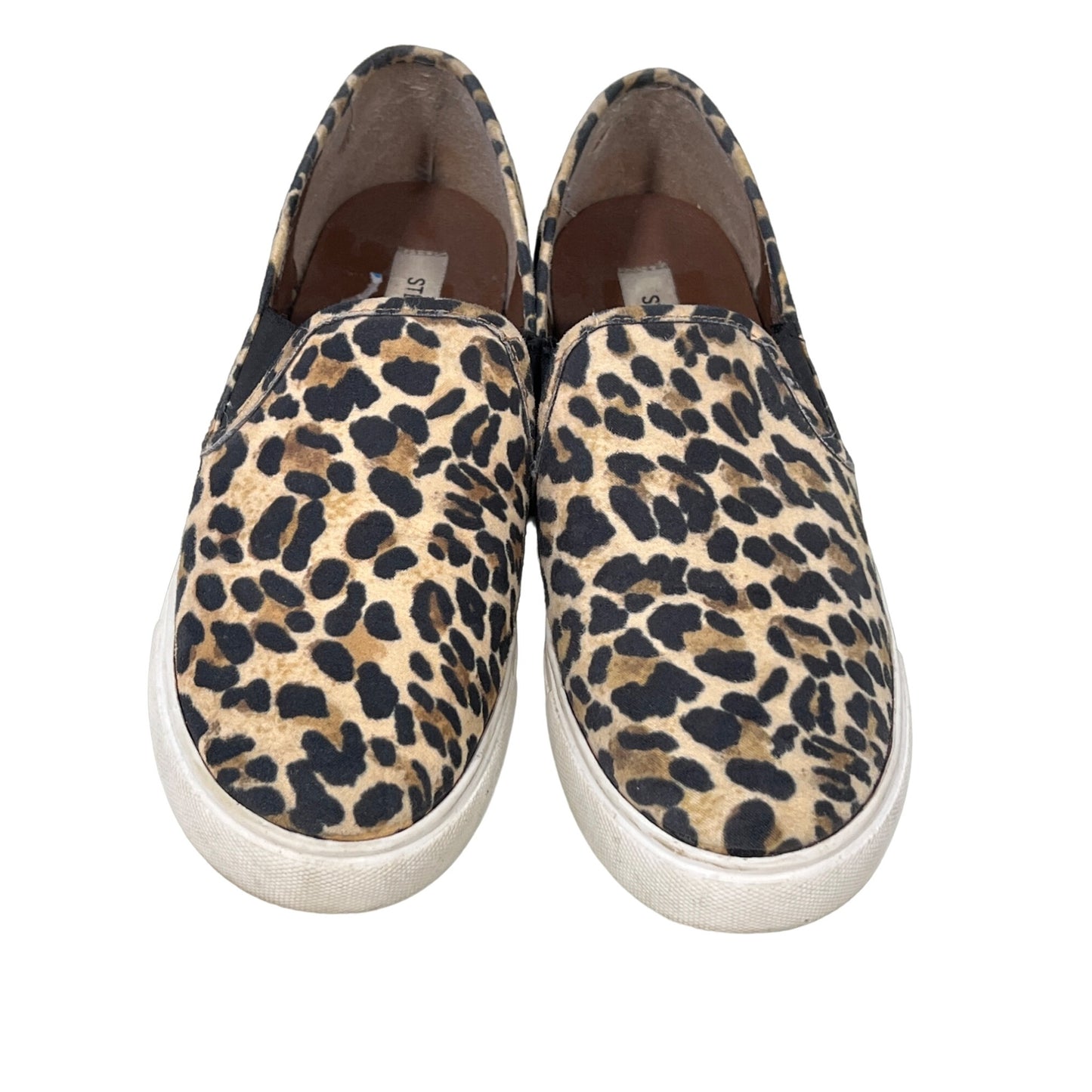 Steve Madden Safary Slip-On Sneakers Womens 7.5 Round Toe Leopard Fabric Tan