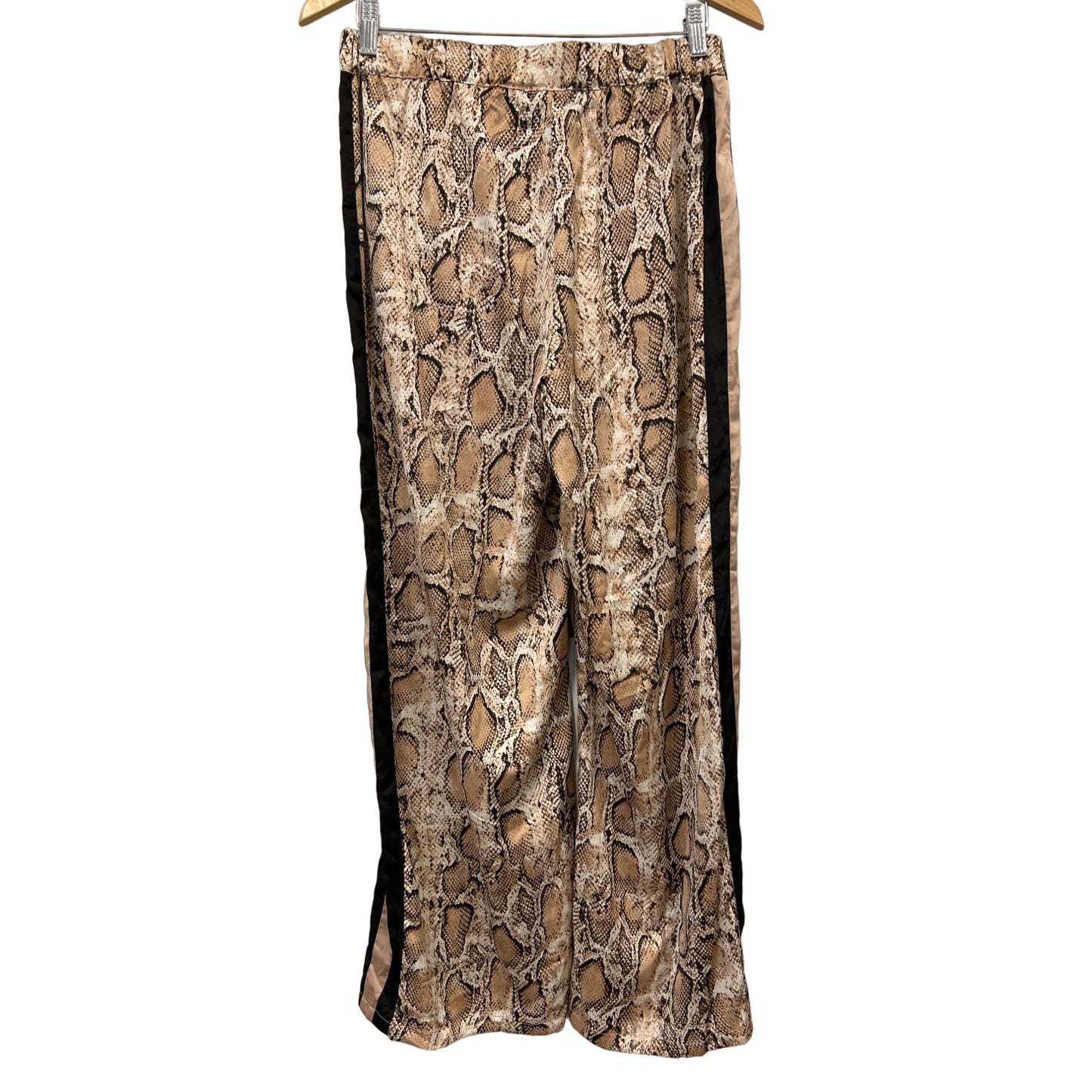 Lucy Paris Snakeskin Wide Leg Pants Womens M Pull-On Drawstring Brown NEW