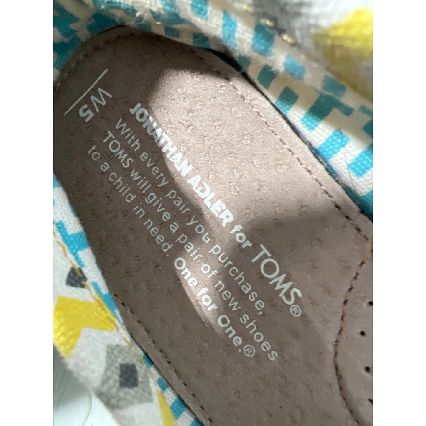 Toms Jonathan Adler Tribal Slip-On Flat Shoes Womens 5 Round Toe Canvas Yellow