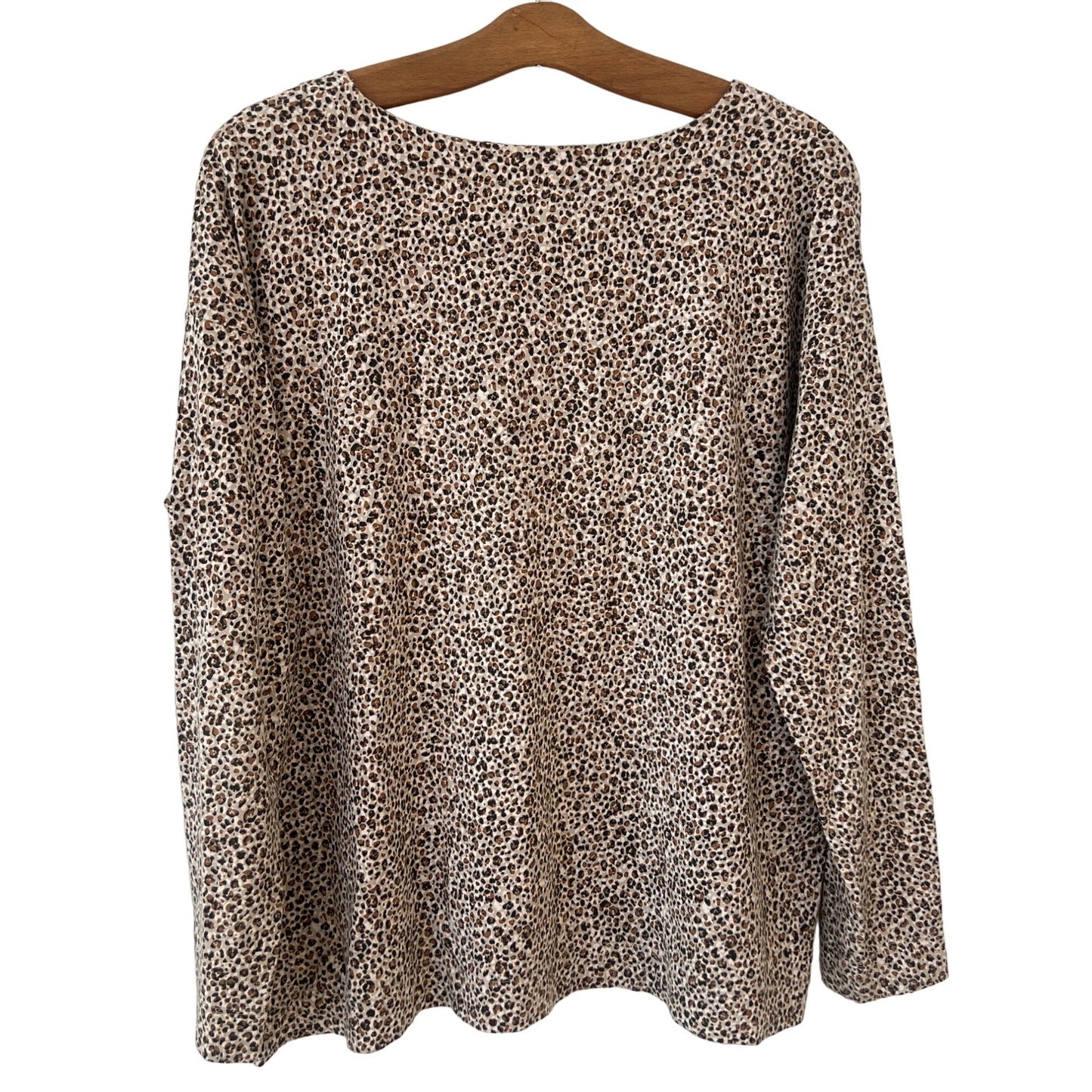 J. Jill Leopard Luxe Supima Relaxed Tee Womens L Long Sleeve Animal Print