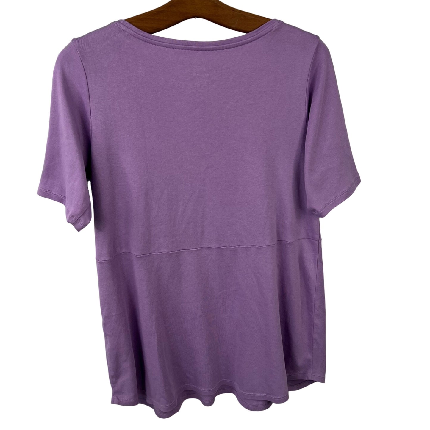 J. Jill Pima Shirttail Tee Womens S Crew Short Sleeve Pullover Stretch Purple