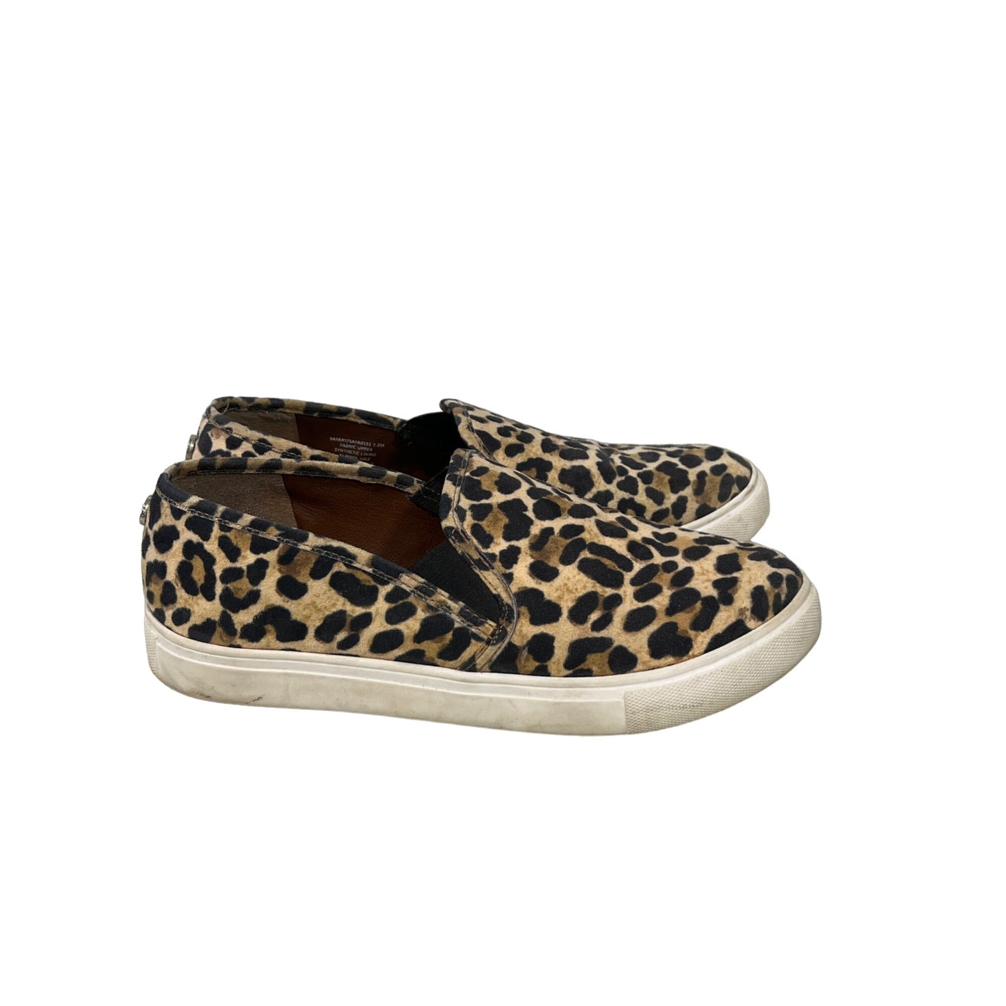 Steve Madden Safary Slip-On Sneakers Womens 7.5 Round Toe Leopard Fabric Tan