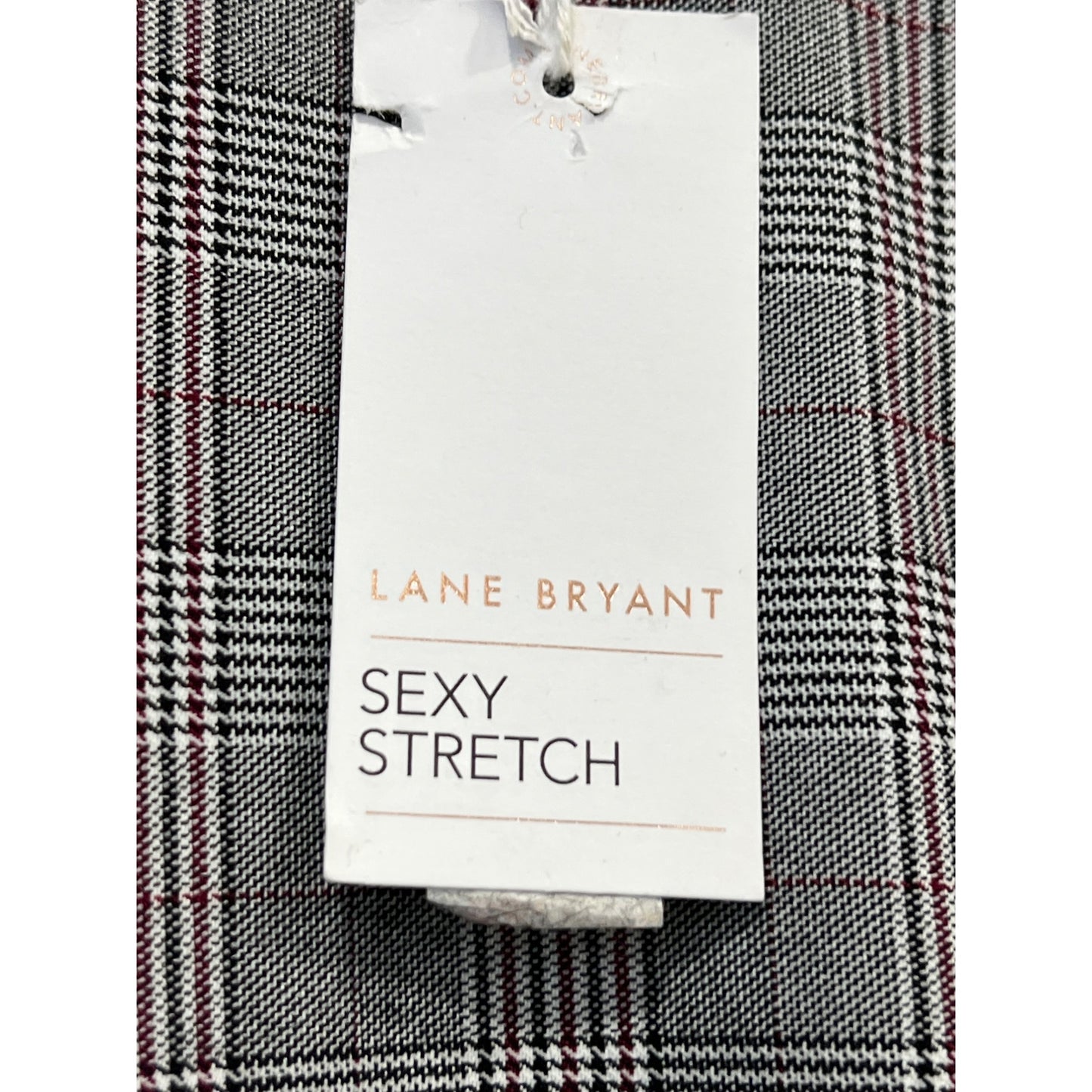 Lane Bryant The Allie Plaid Houndstooth Pants Womens 24 Gray Polyester Blend NEW