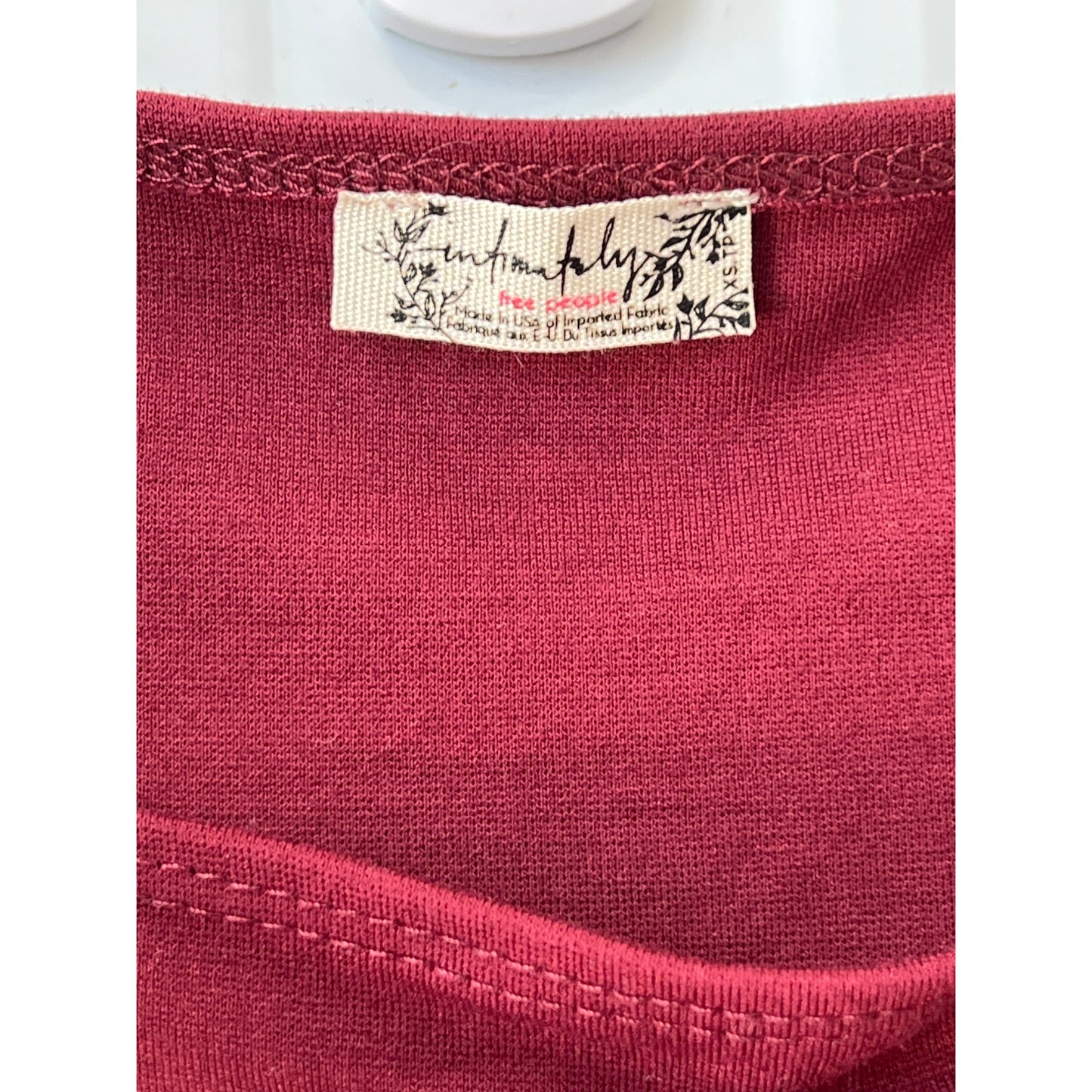 Free People Intimately Mesh Puff Sleeve Cami Top Womens XS Red Rayon Blend