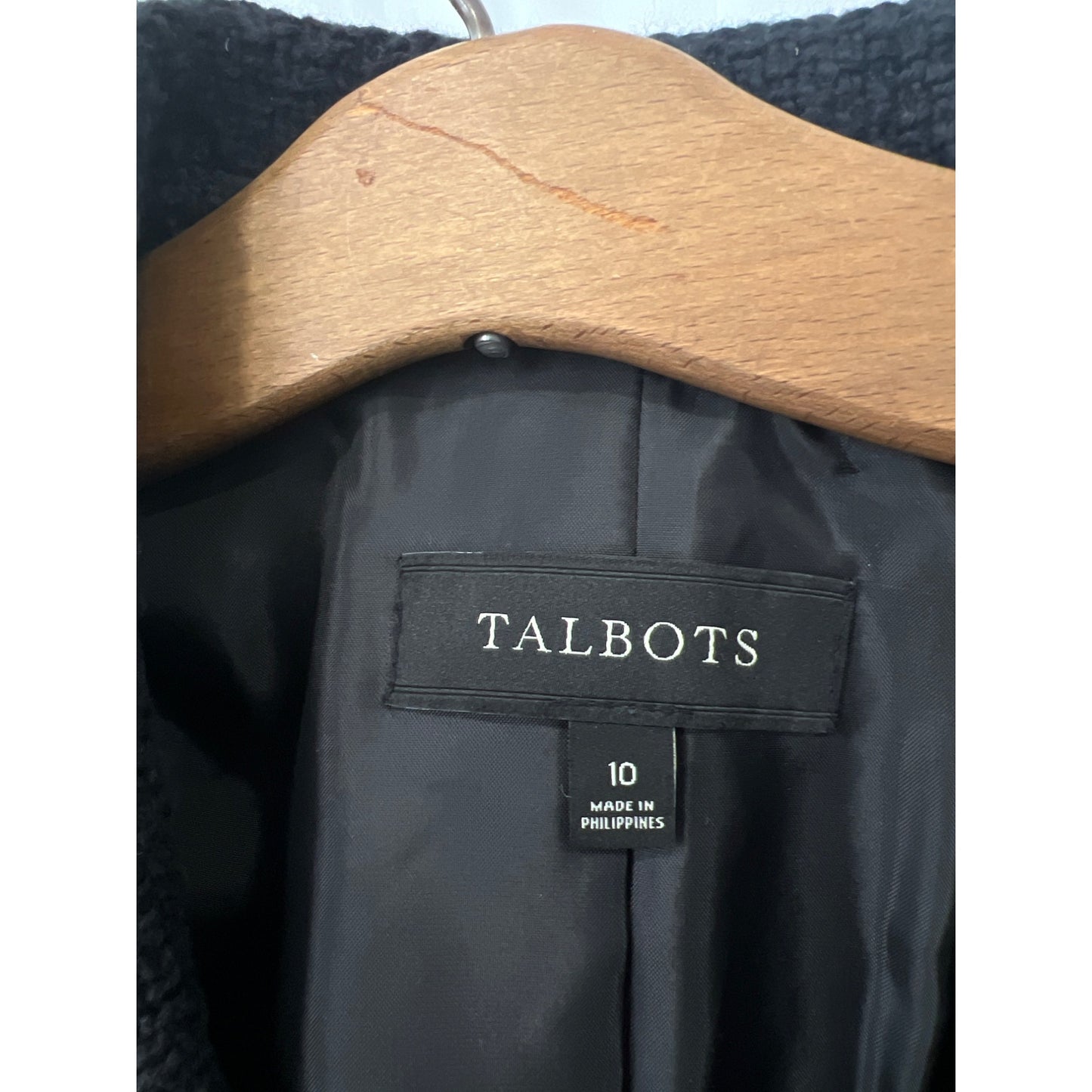 Talbots Tweed Blazer Jacket Women 10 Black Academia Career Office Classic Preppy