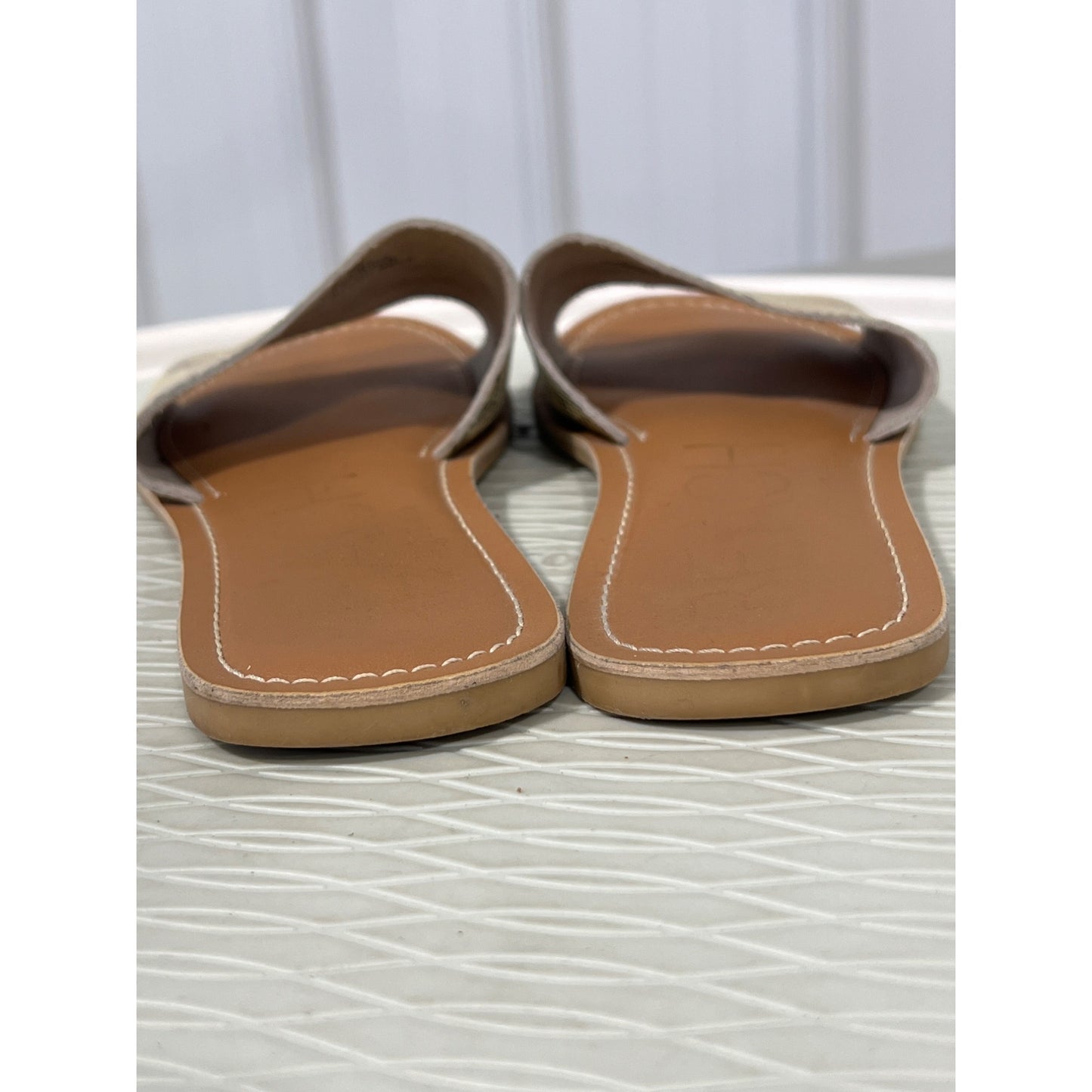 Beach by Matisse Snake Cabana Slide Sandal Womens 7 Open Toe Tan Leather