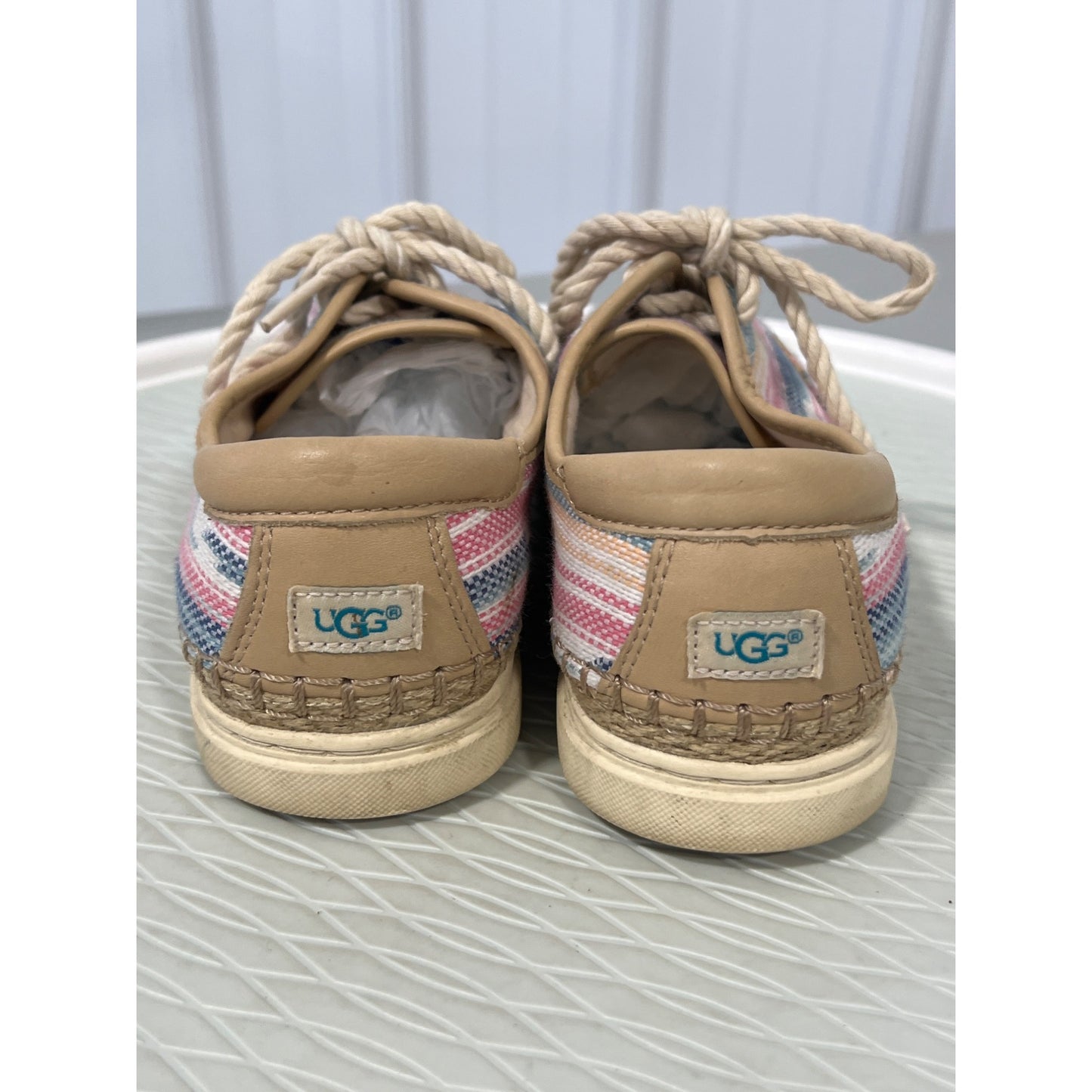 UGG Eyan II Serape Espadrille Sneakers Womens 8 Round Toe Canvas Pink Blue