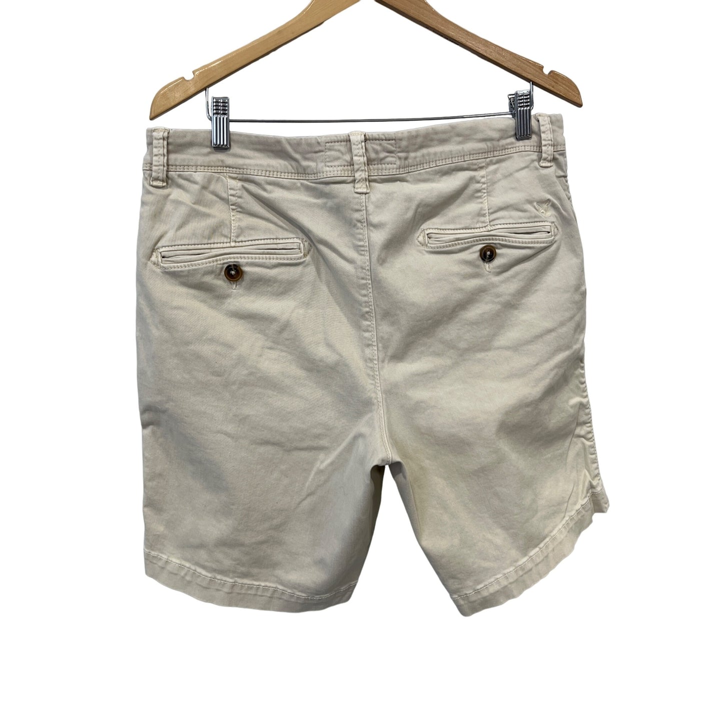 American Eagle Active Flex Chino Shorts Men's 35 Flat Front Cream Outdoor Active