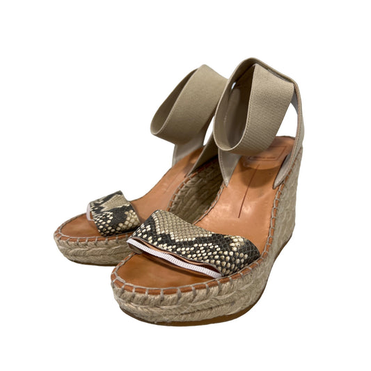 Dolce Vita Pavlin Snake Print Espadrille Wedge Sandals Womens 6.5 Open Toe Tan