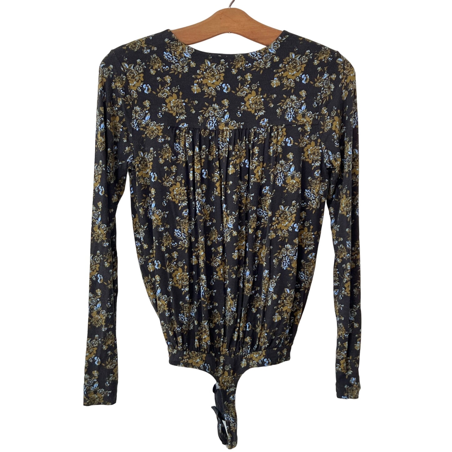 Free People Intimately Floral Faux Wrap Bodysuit Womens XS Long Sleeve Boho