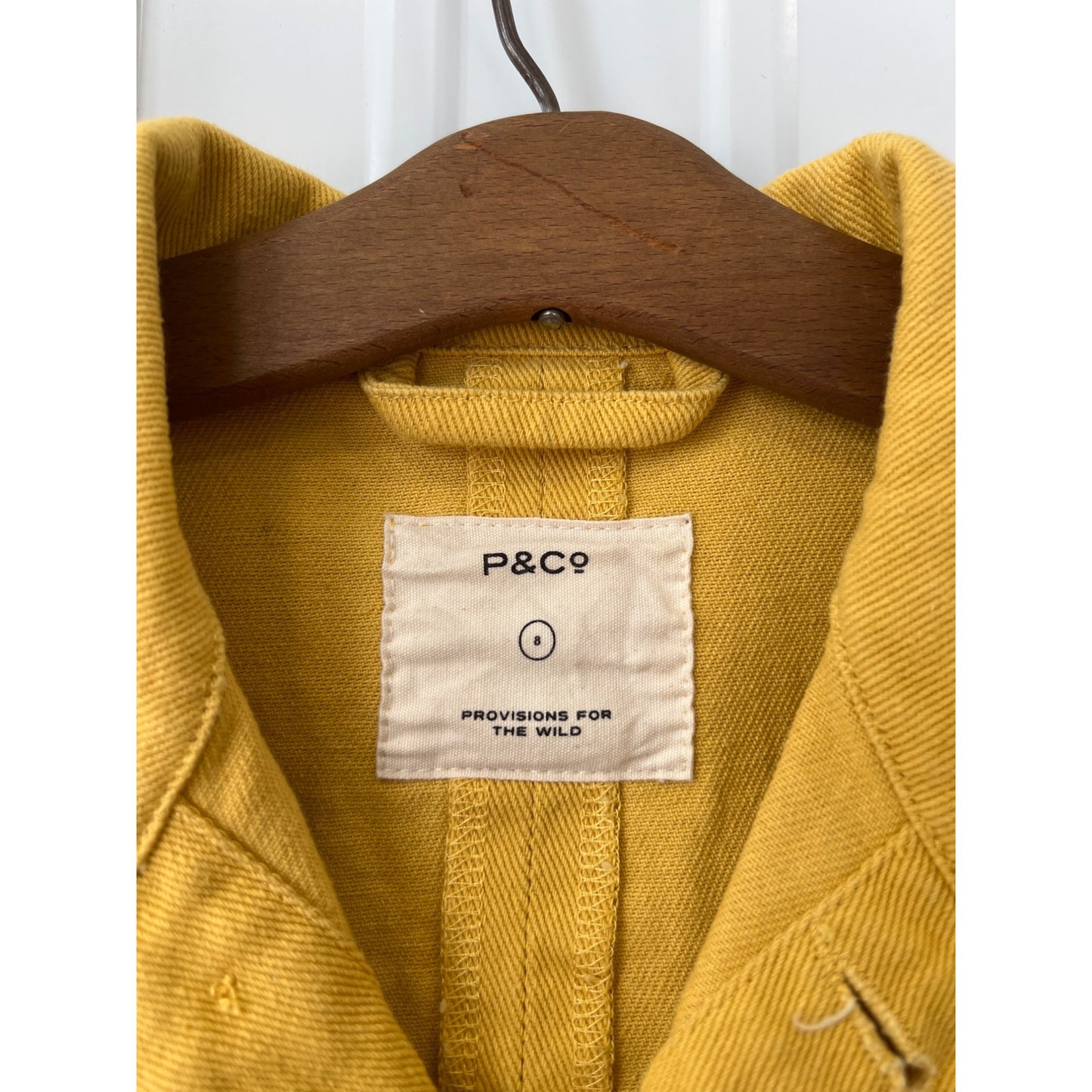 P&Co The Chore Denim Jacket Womens 8 Yellow Cotton Work Casual Trendy Summer