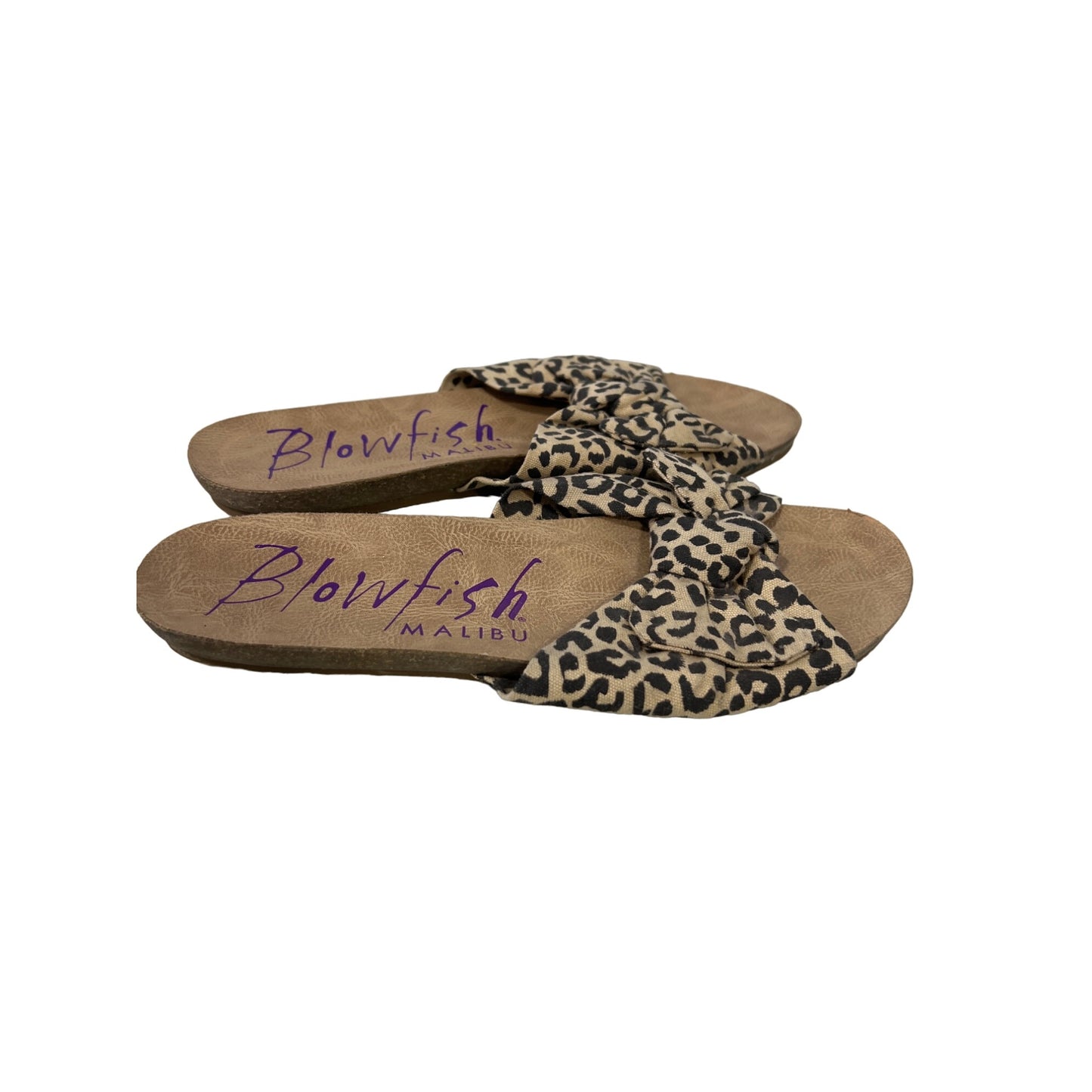 Blowfish Malibu Gett K Sandals Womens 8 Open Toe Slide Animal Print Tan