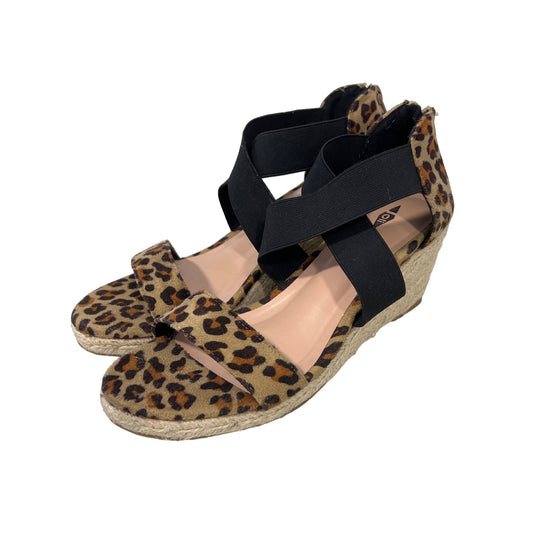 Jolimall Leopard Espadrille Wedge Sandal Womens 8 Open Toe Faux Suede Tan Black