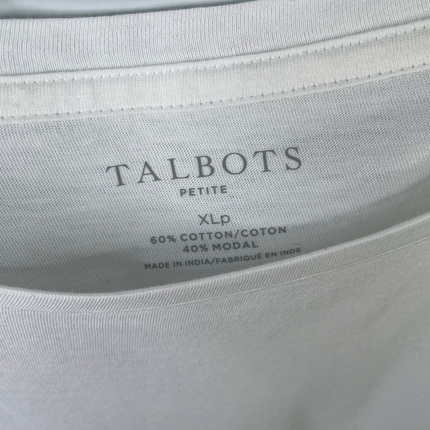 Talbots Blouse Womens XL Petite Eyelet Short Sleeve White Cotton Minimalist