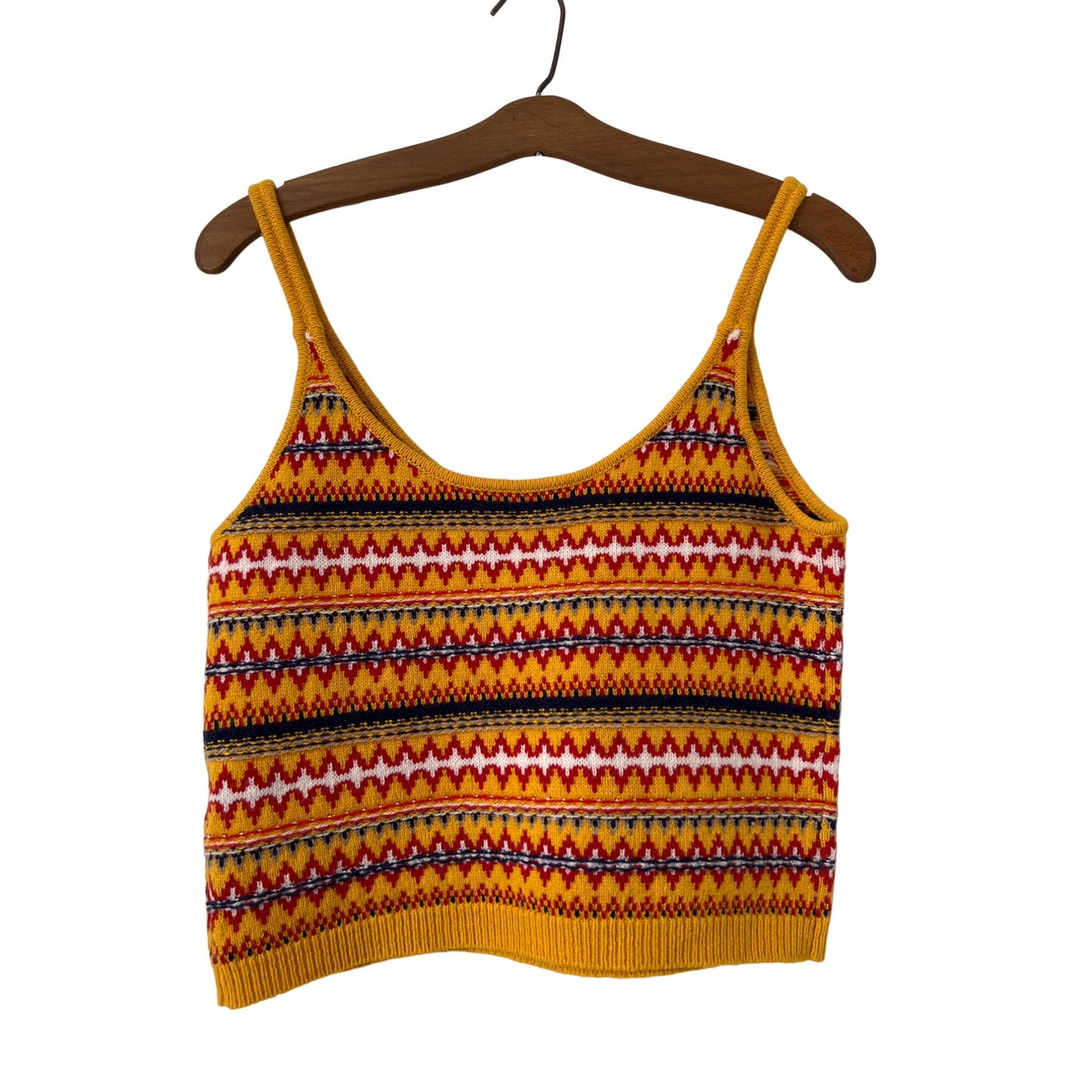 Rag & Bone Willow Fair Isle Merino Wool Cami Top Womens M Sleeveless Yellow